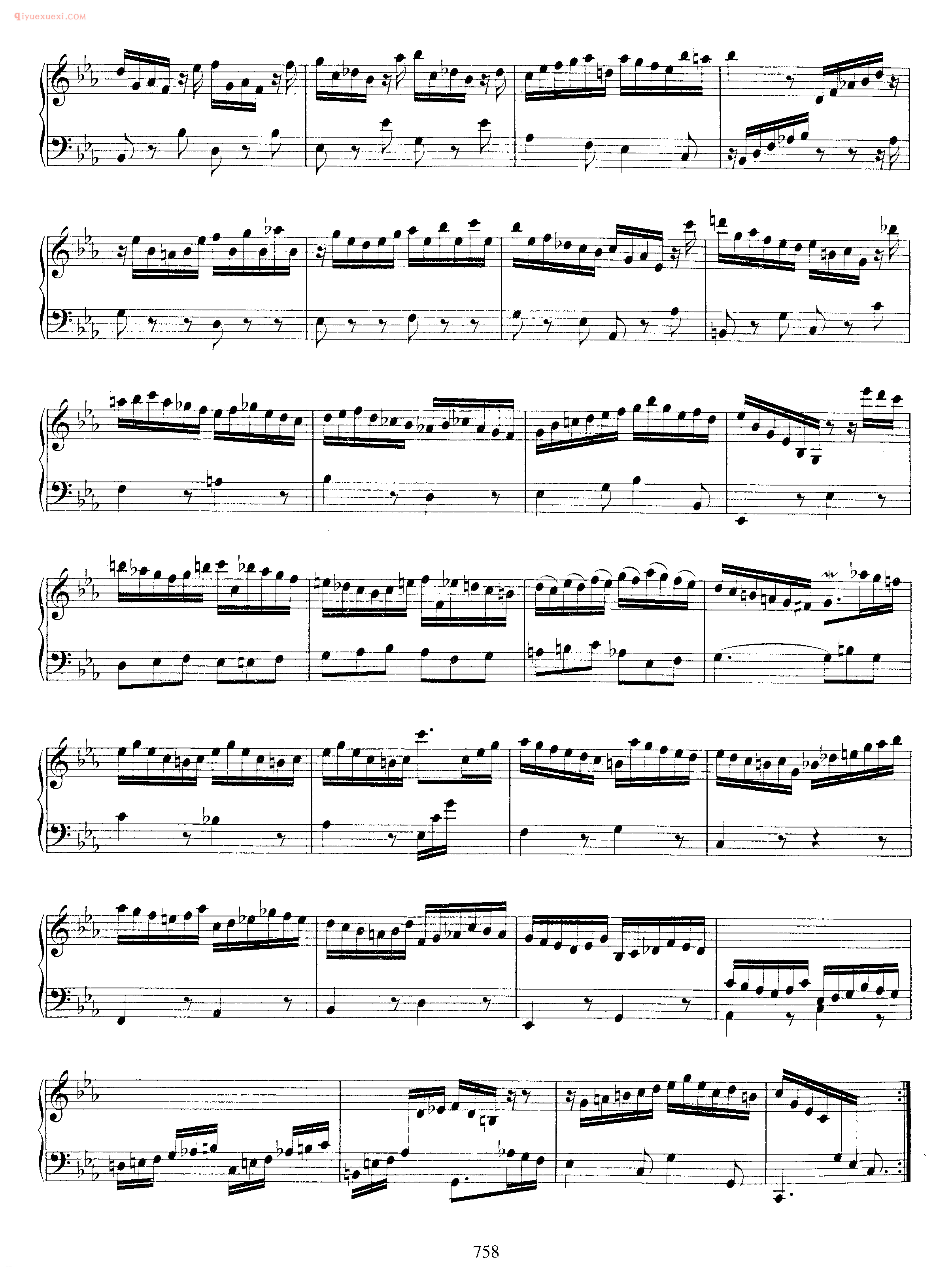 巴赫C小调帕蒂塔键盘练习曲《Pratita_for Lute or Keyboard_in C Minor BWV997》巴赫钢琴作品