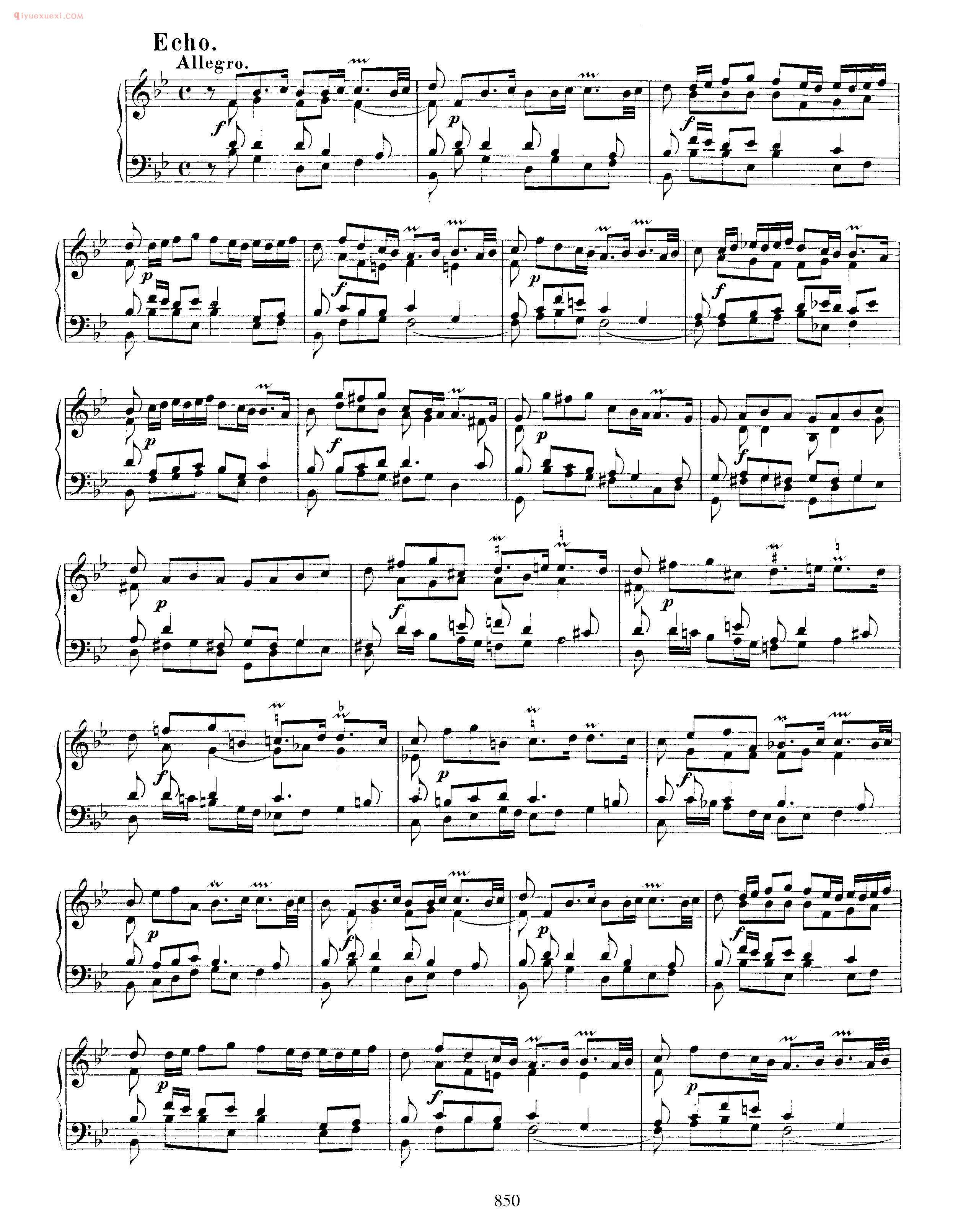 巴赫降B大调组曲《Suite_in Bb Major BWV 821》巴赫钢琴作品