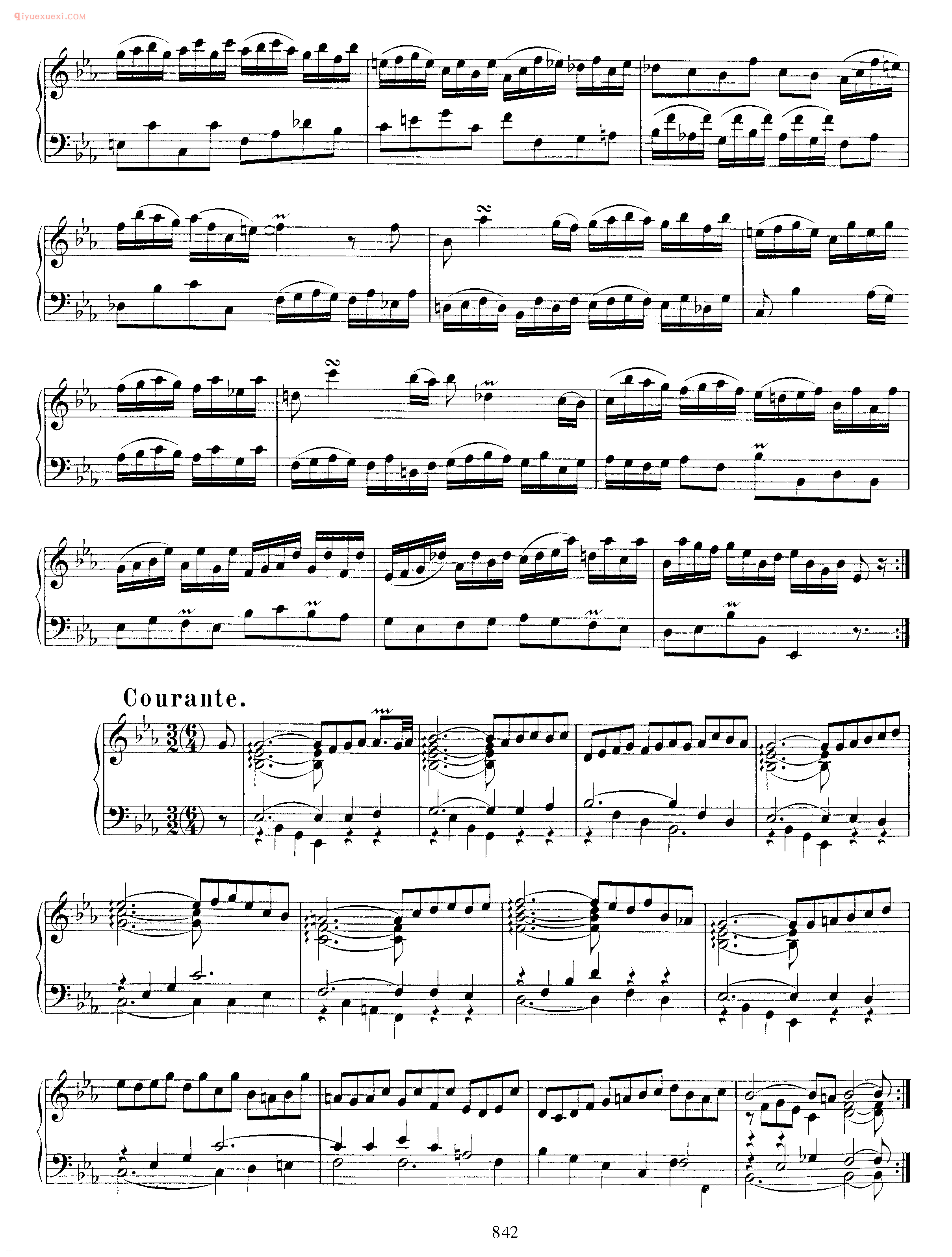 巴赫降E大调组曲《Suite_in Eb Major BWV 819》巴赫钢琴作品