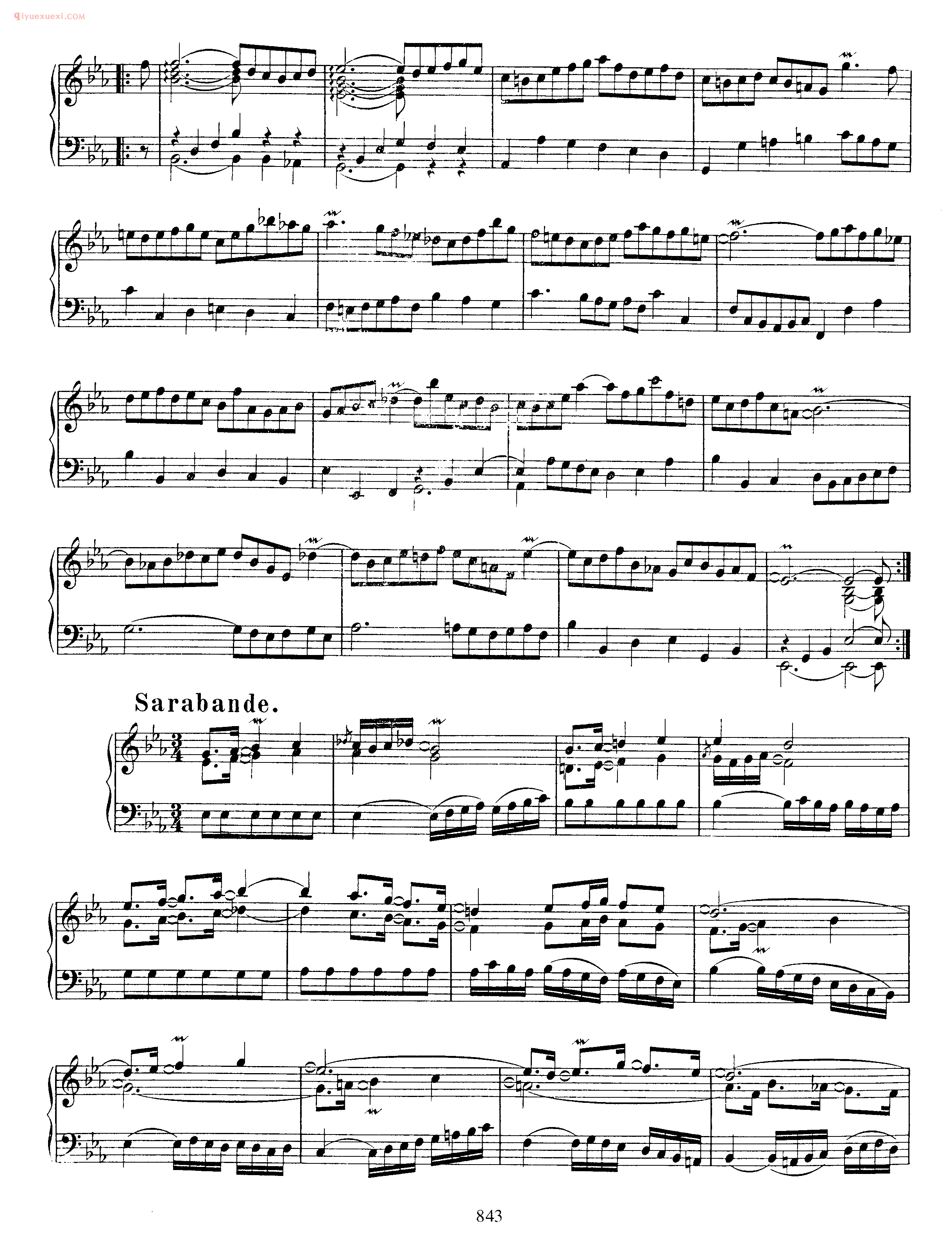 巴赫降E大调组曲《Suite_in Eb Major BWV 819》巴赫钢琴作品