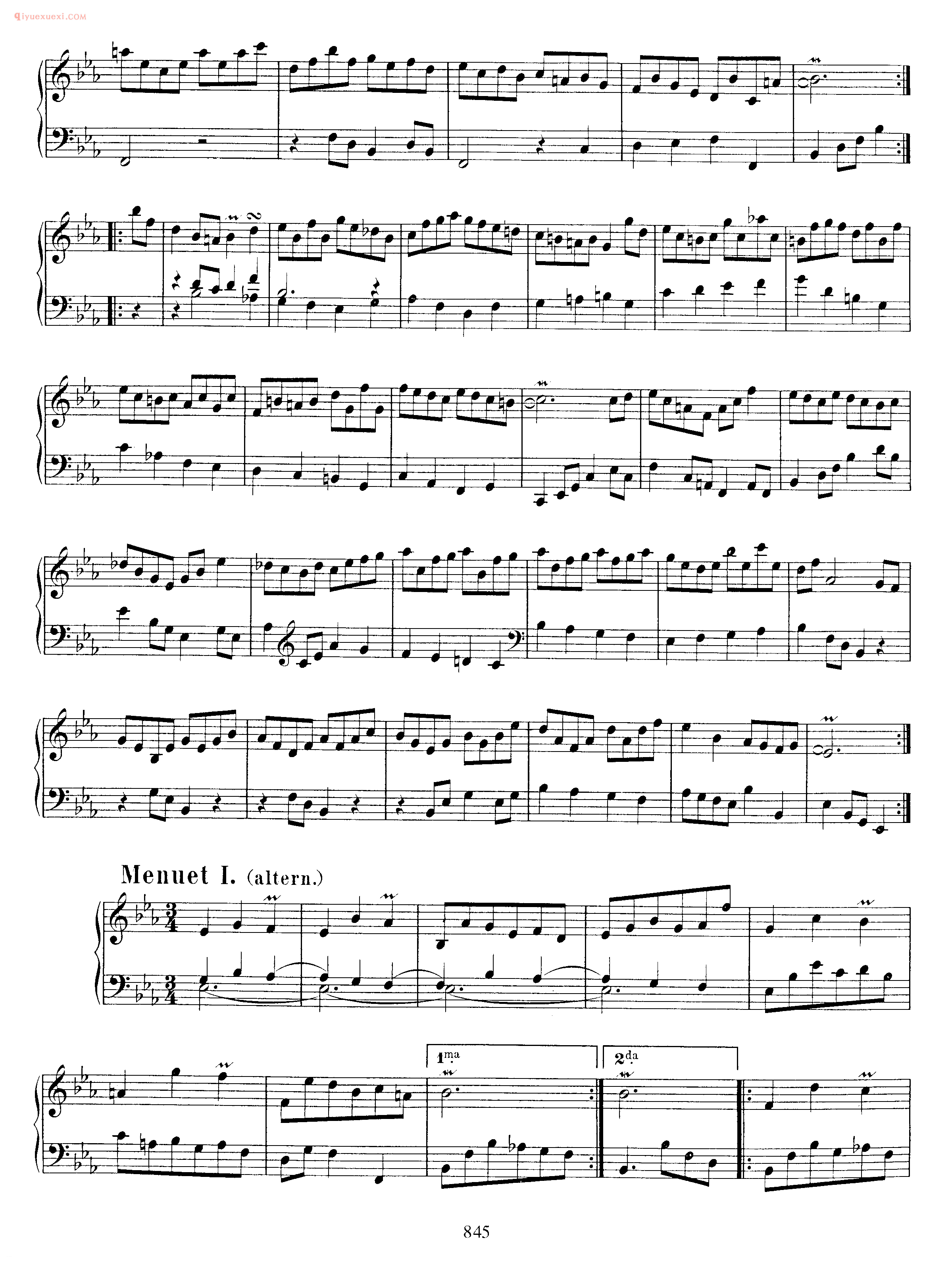 巴赫降E大调组曲《Suite_in Eb Major BWV 819》巴赫钢琴作品