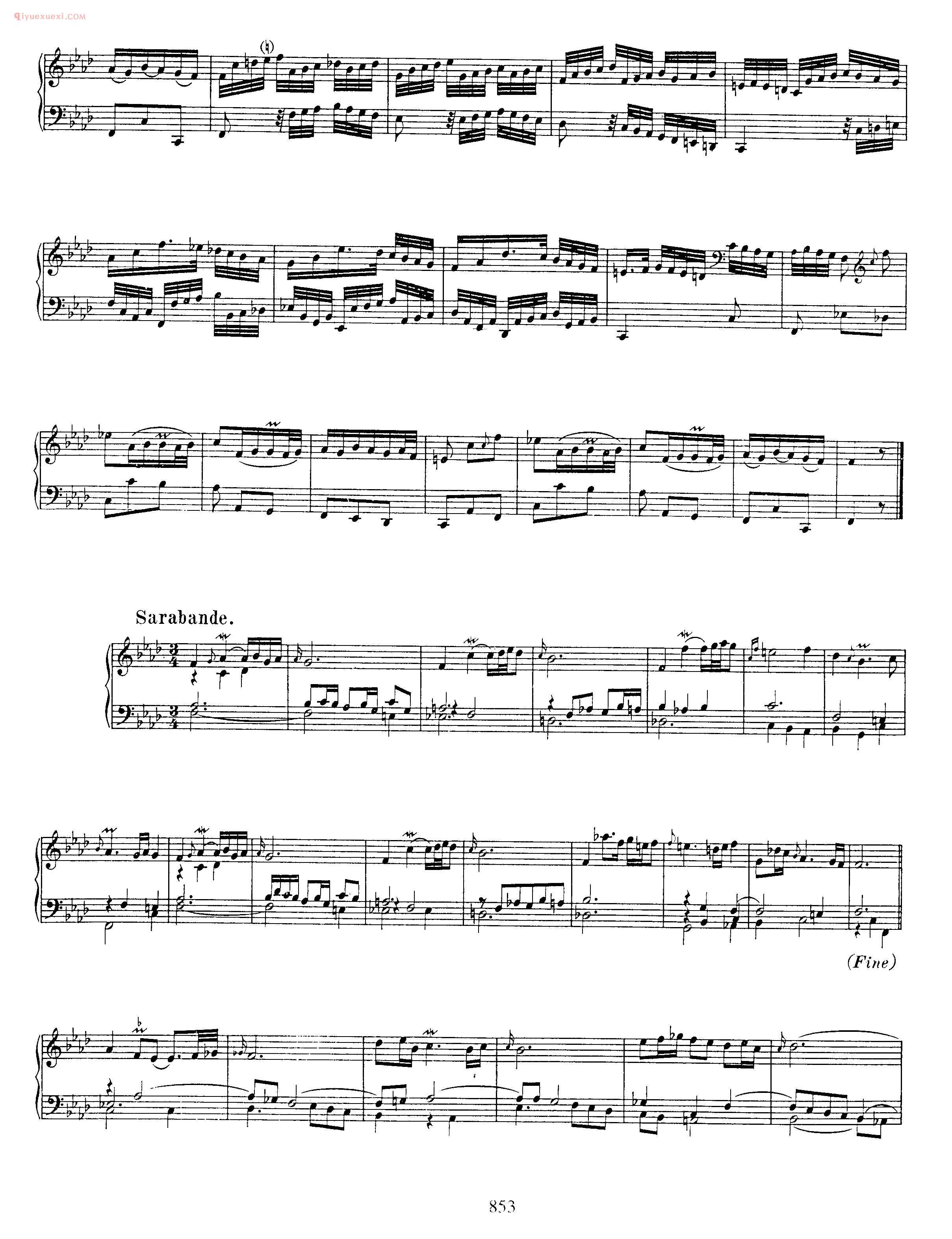 巴赫降f小调组曲《Suite_in F Minor_incomplete_BWV 823》巴赫钢琴作品