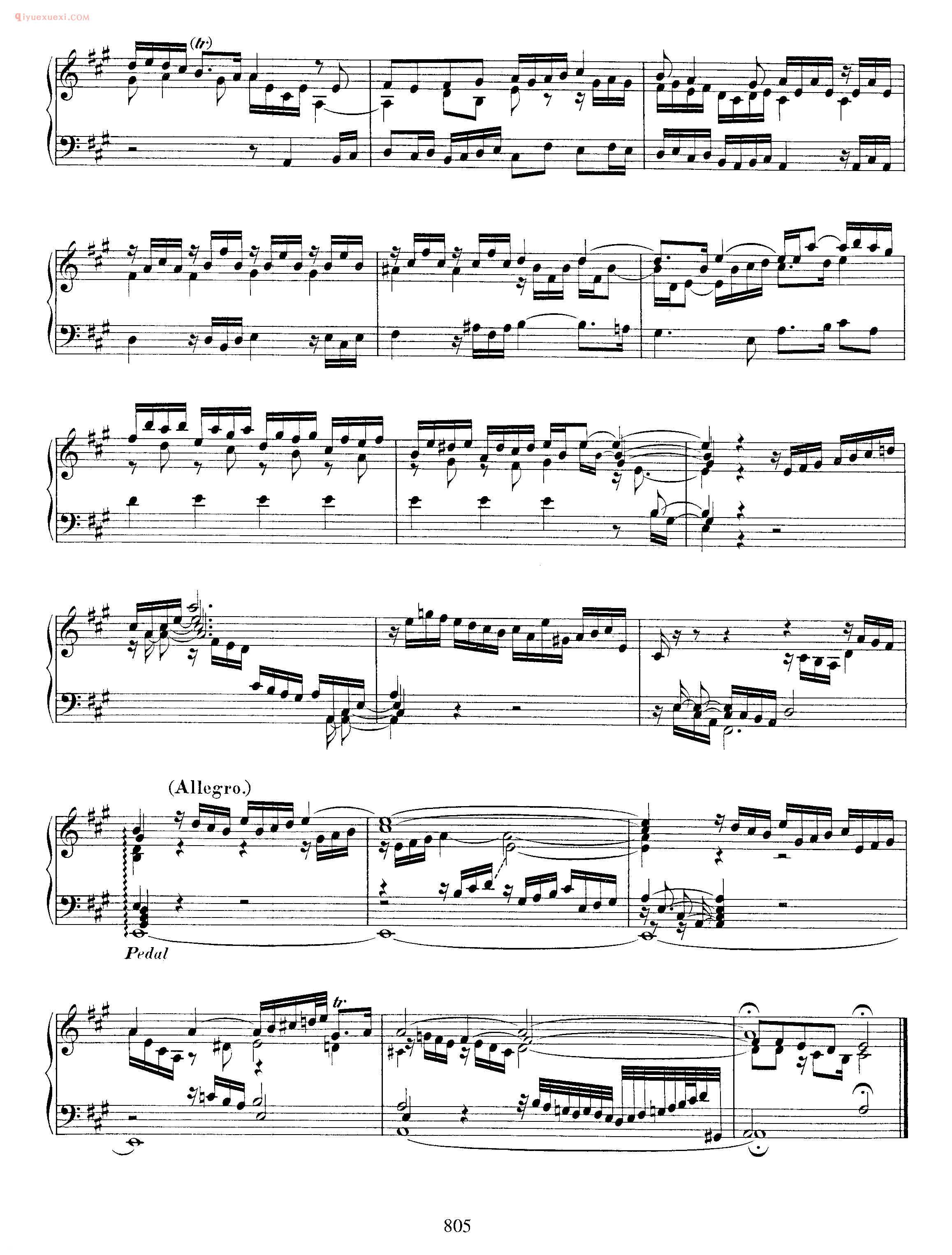 巴赫A大调赋格曲《Fugue_on a theme by albinoni_in A Major_BWV 950》巴赫钢琴作品