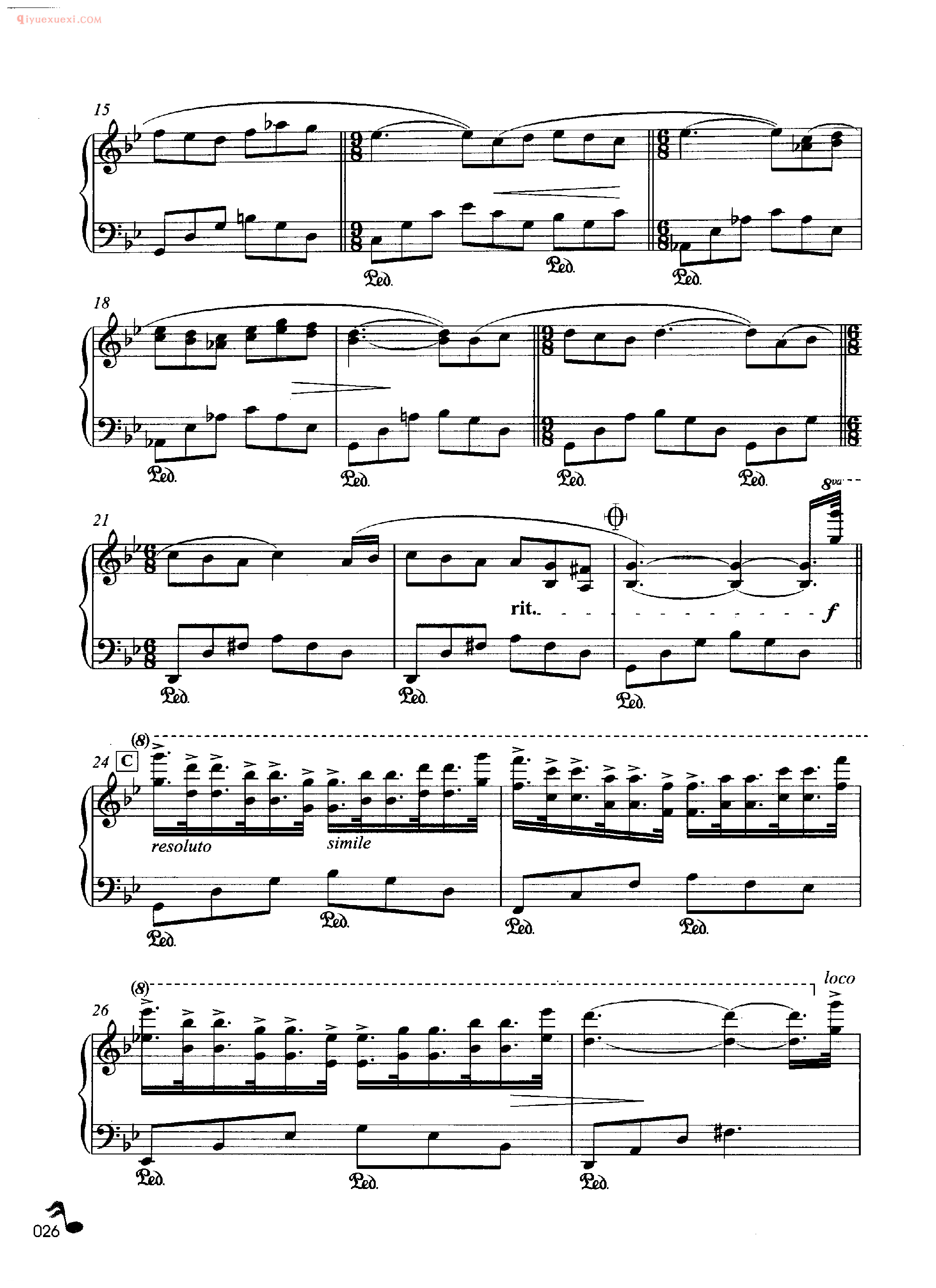 理查德·克莱德曼钢琴名曲《悲哀的结束 又名野花》钢琴乐谱