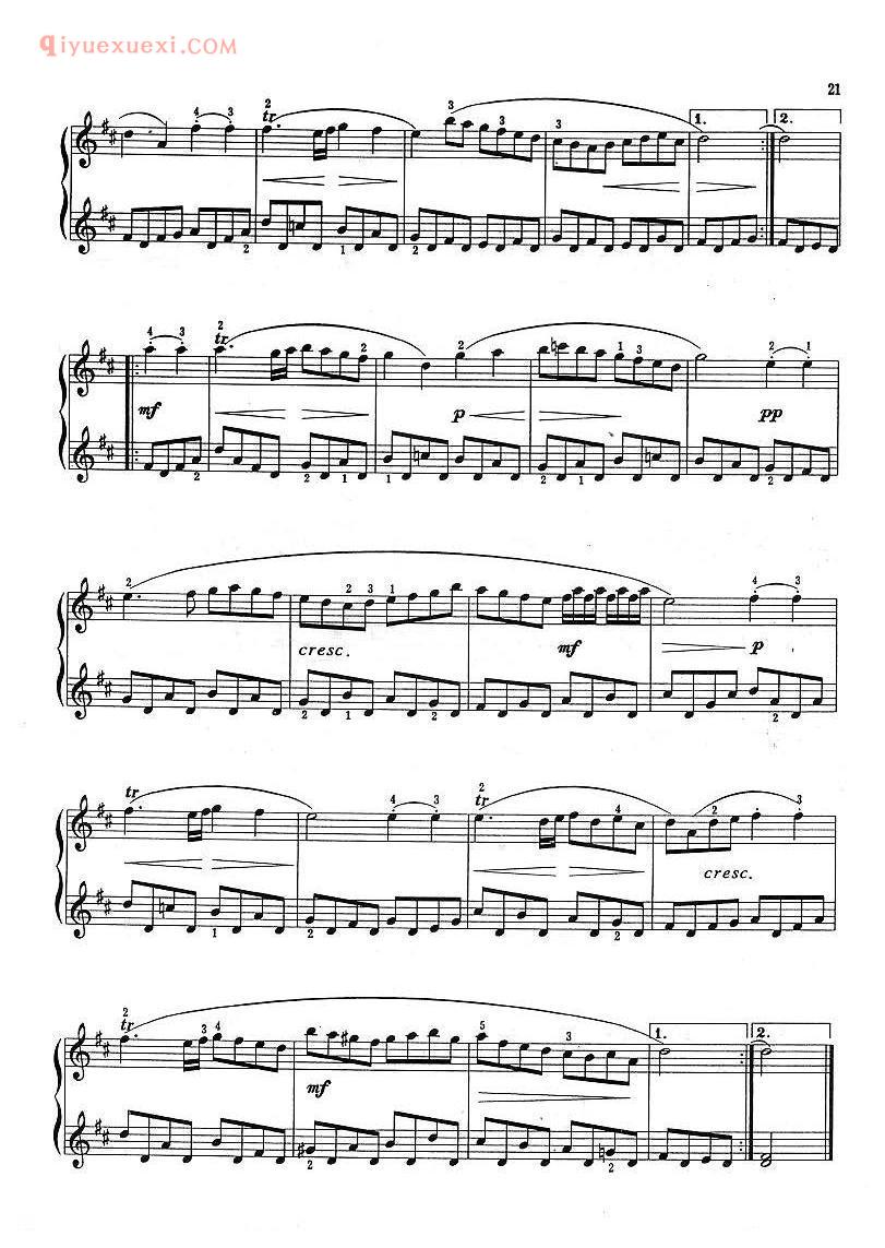 巴赫初级钢琴练习曲_加伏特舞曲_练习弹奏伴奏声部