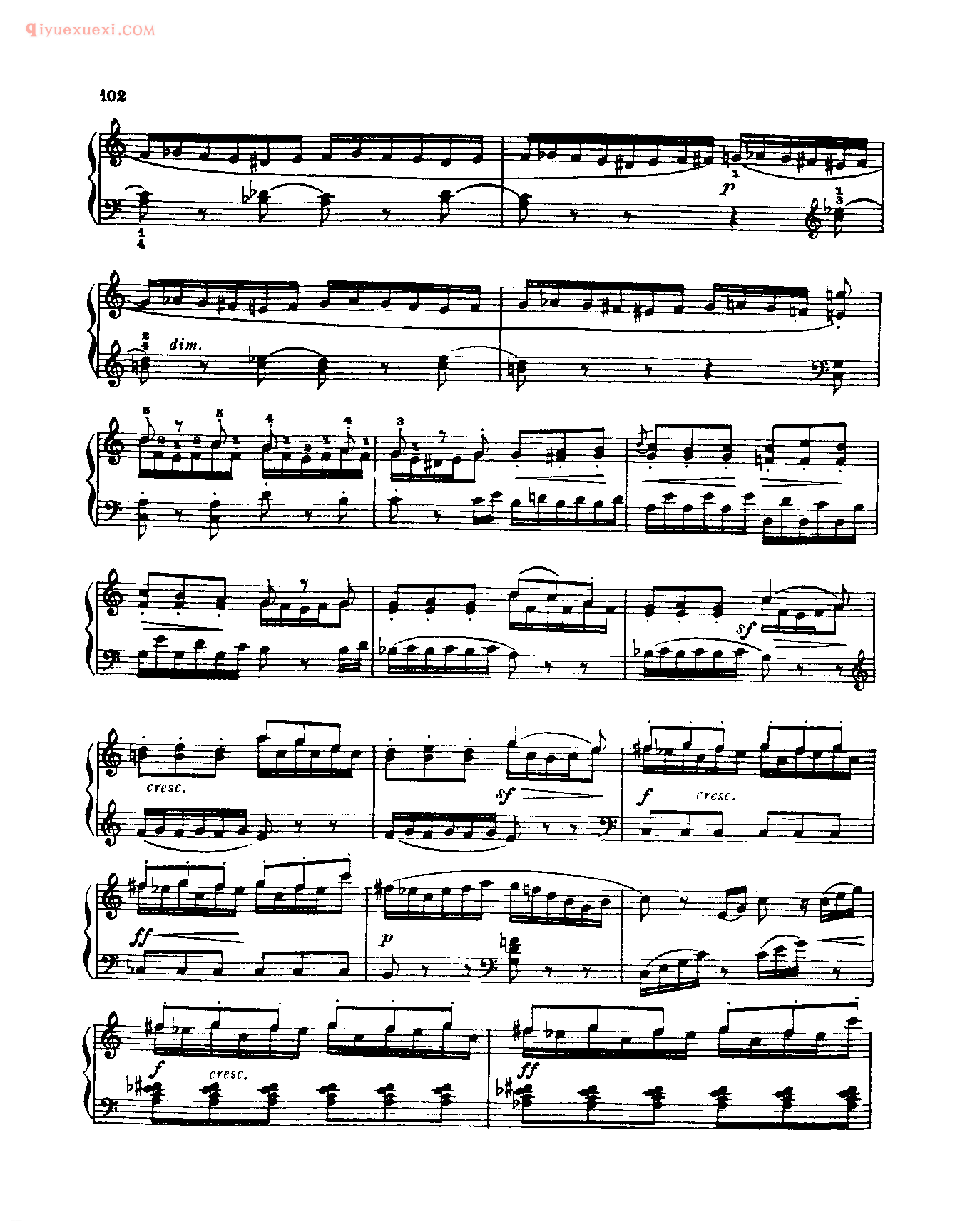 世界钢琴名曲谱_纺织歌(无词歌第30首)_门德尔松