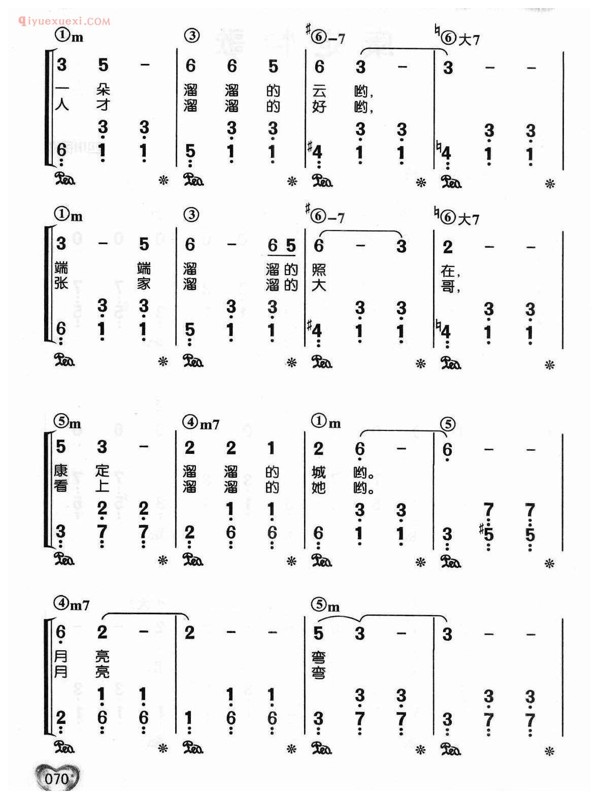 蔡琴歌曲简谱_康定情歌_四川民歌