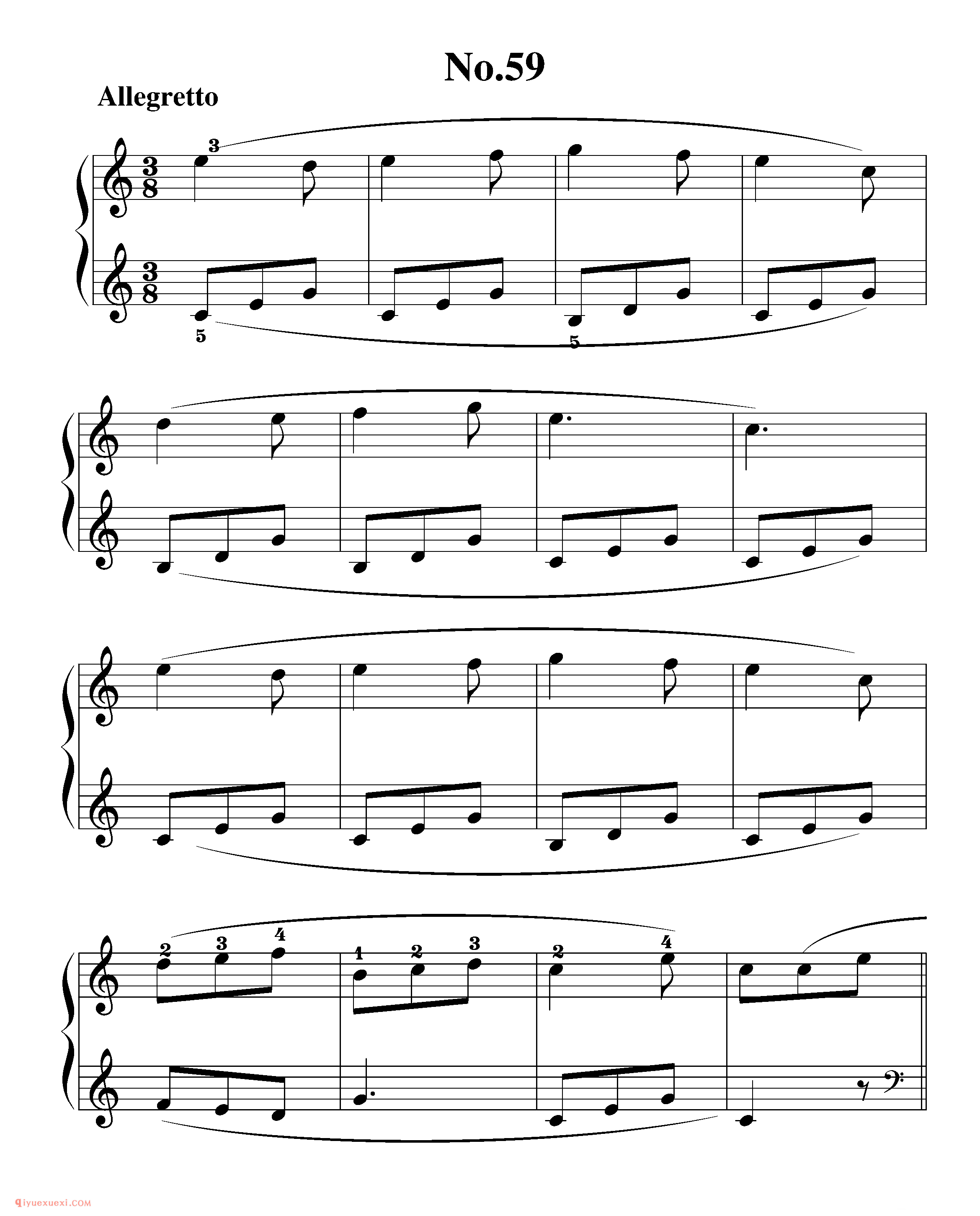 拜厄钢琴练习曲NO.59_拜尔(拜厄)钢琴基本教程练习曲第59首_五线谱