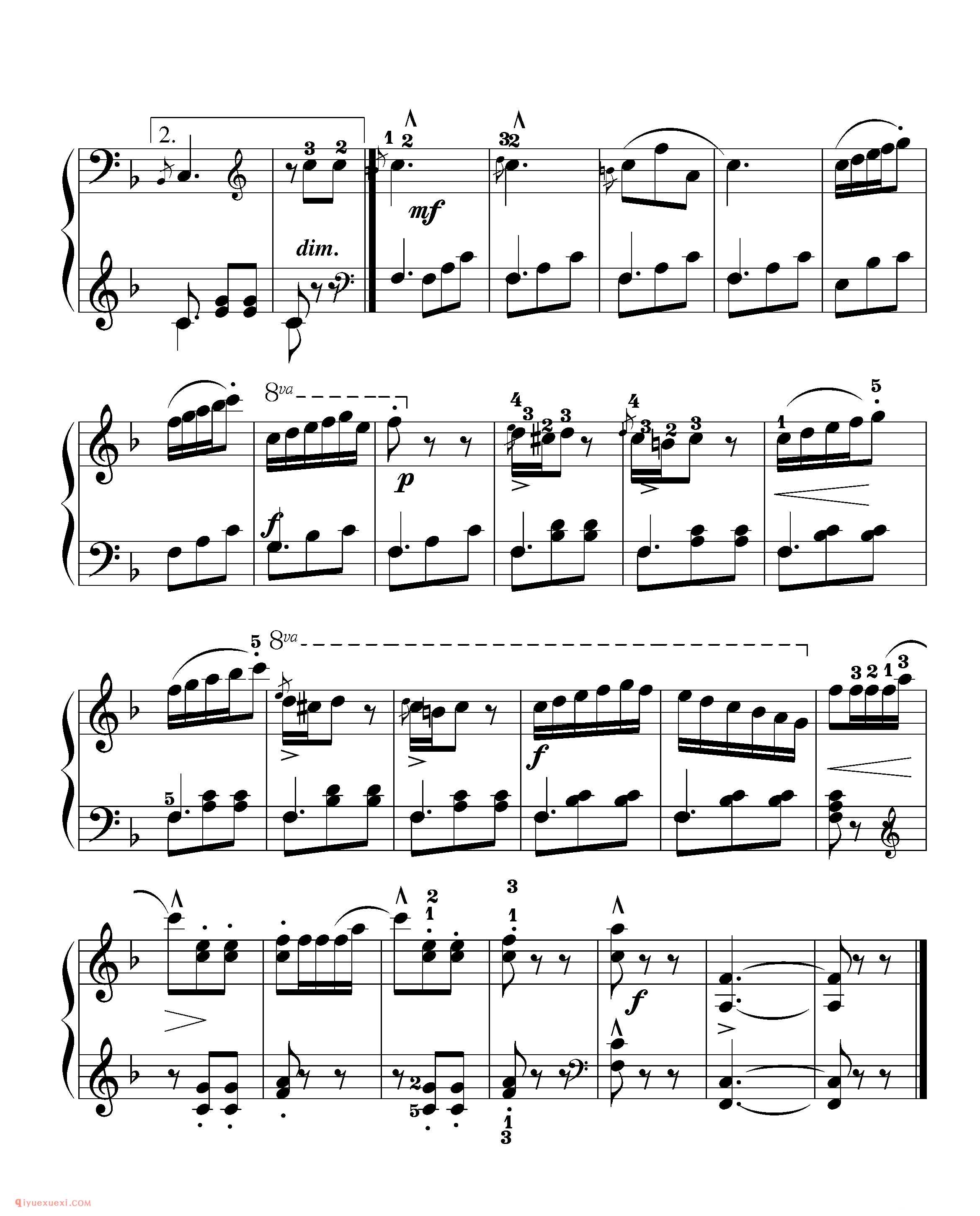 拜厄钢琴练习曲NO.100_拜尔(拜厄)钢琴基本教程练习曲第100首_五线谱