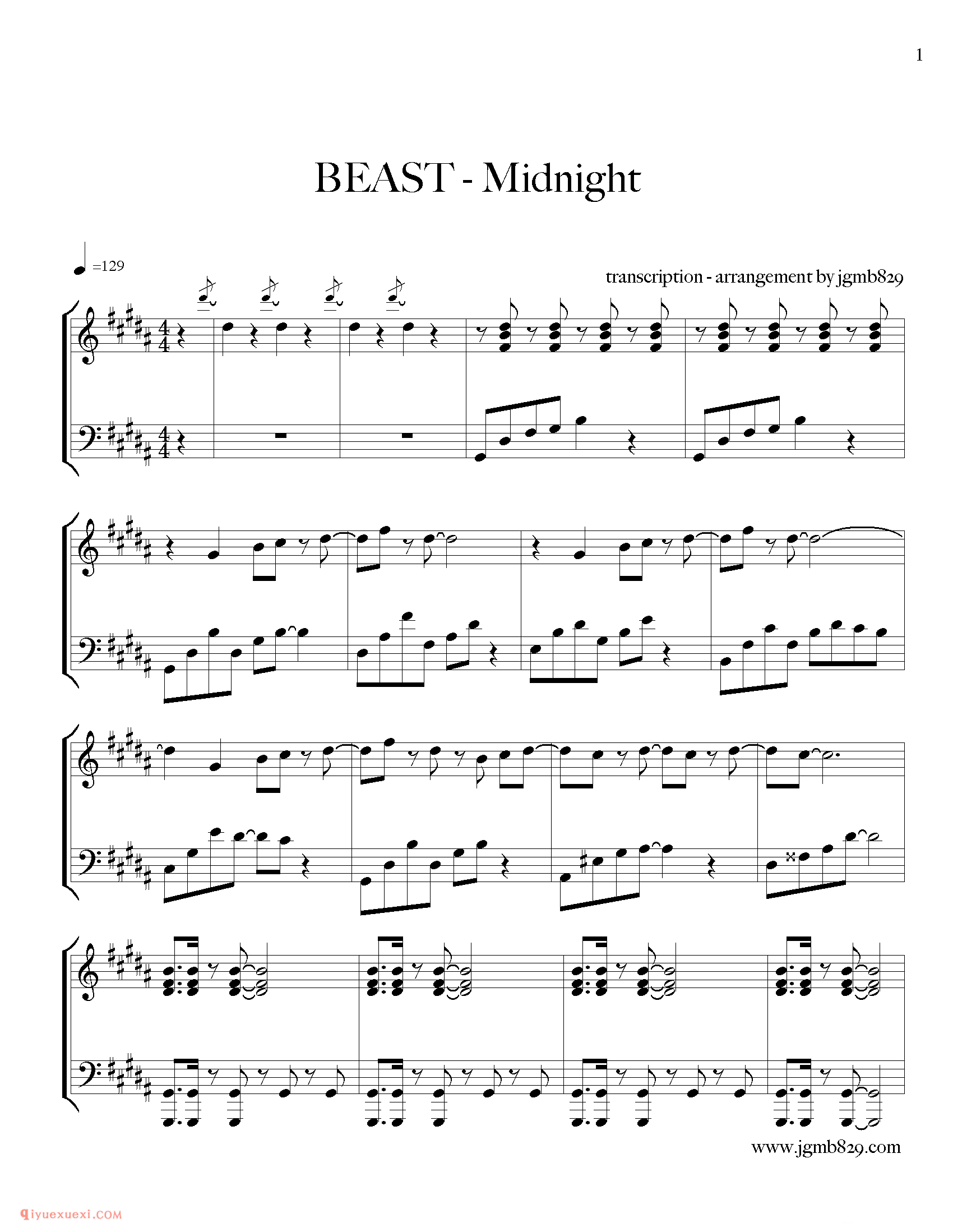 Midnight_BEAST钢琴五线谱