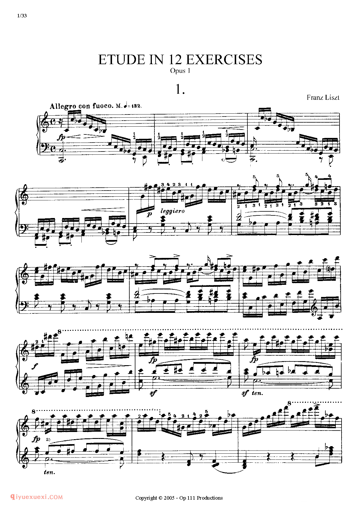 李斯特超级技巧练习曲（Liszt 12 Etudes D'execution Transcendante）初版超技_超高难度钢琴谱