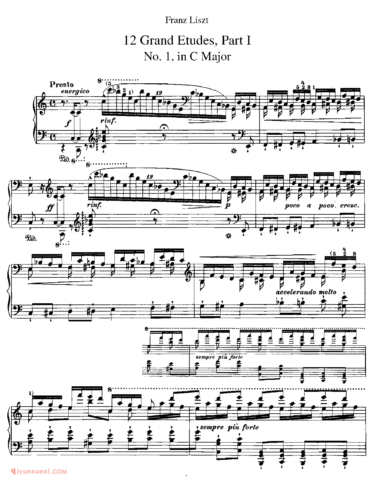 李斯特超级技巧练习曲[Franz Lisz-12 Grand Etudes-PartⅠ]No. 1,in C Major