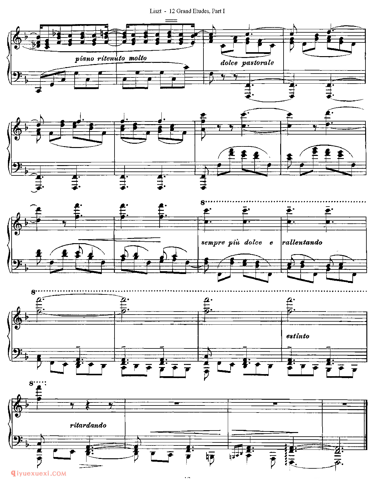 李斯特超级技巧练习曲[Franz Lisz-12 Grand Etudes-PartⅠ]No. 3,in F Major