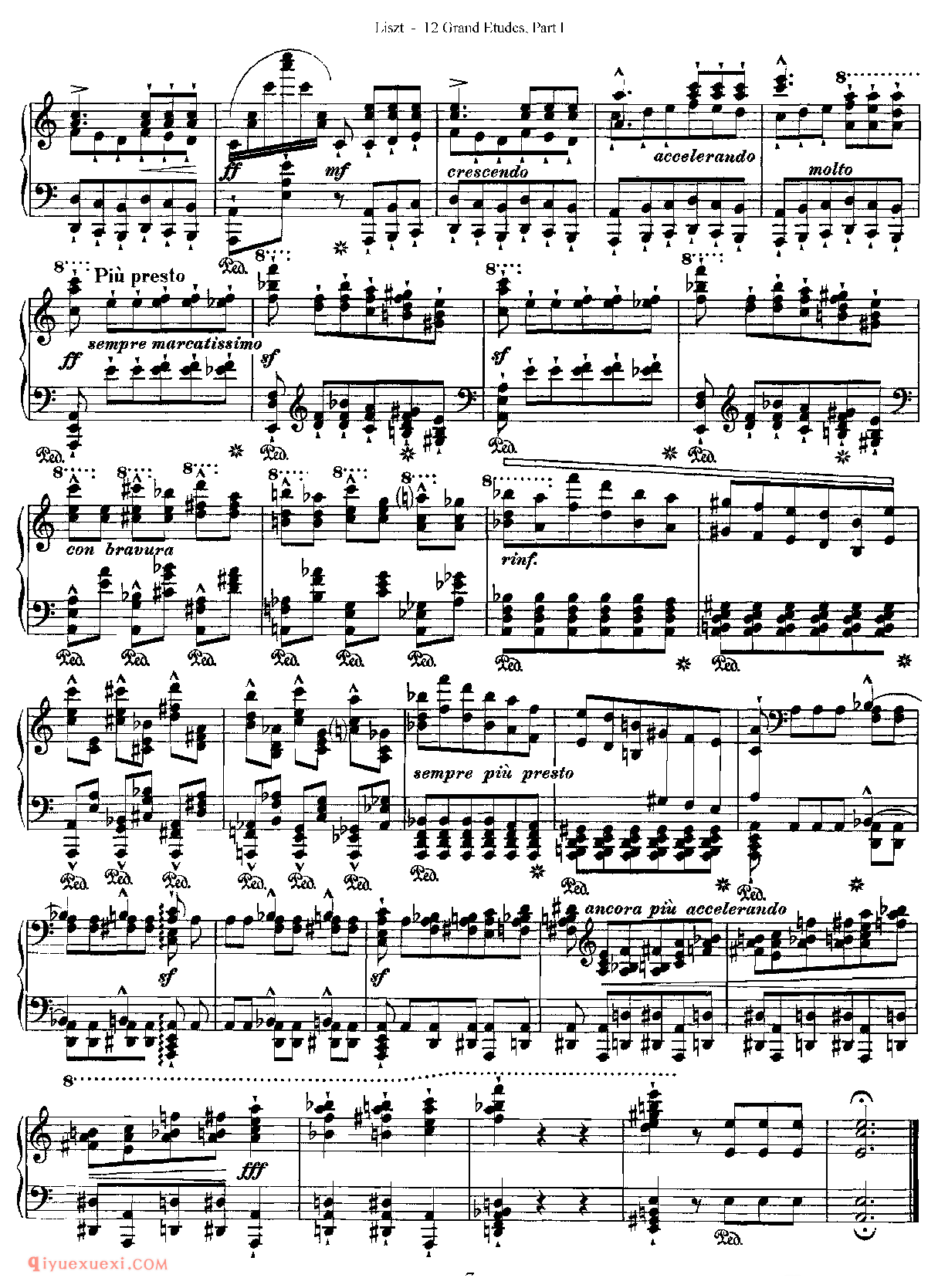 李斯特超级技巧练习曲[Franz Lisz-12 Grand Etudes-PartⅠ]No. 2,in A Minor