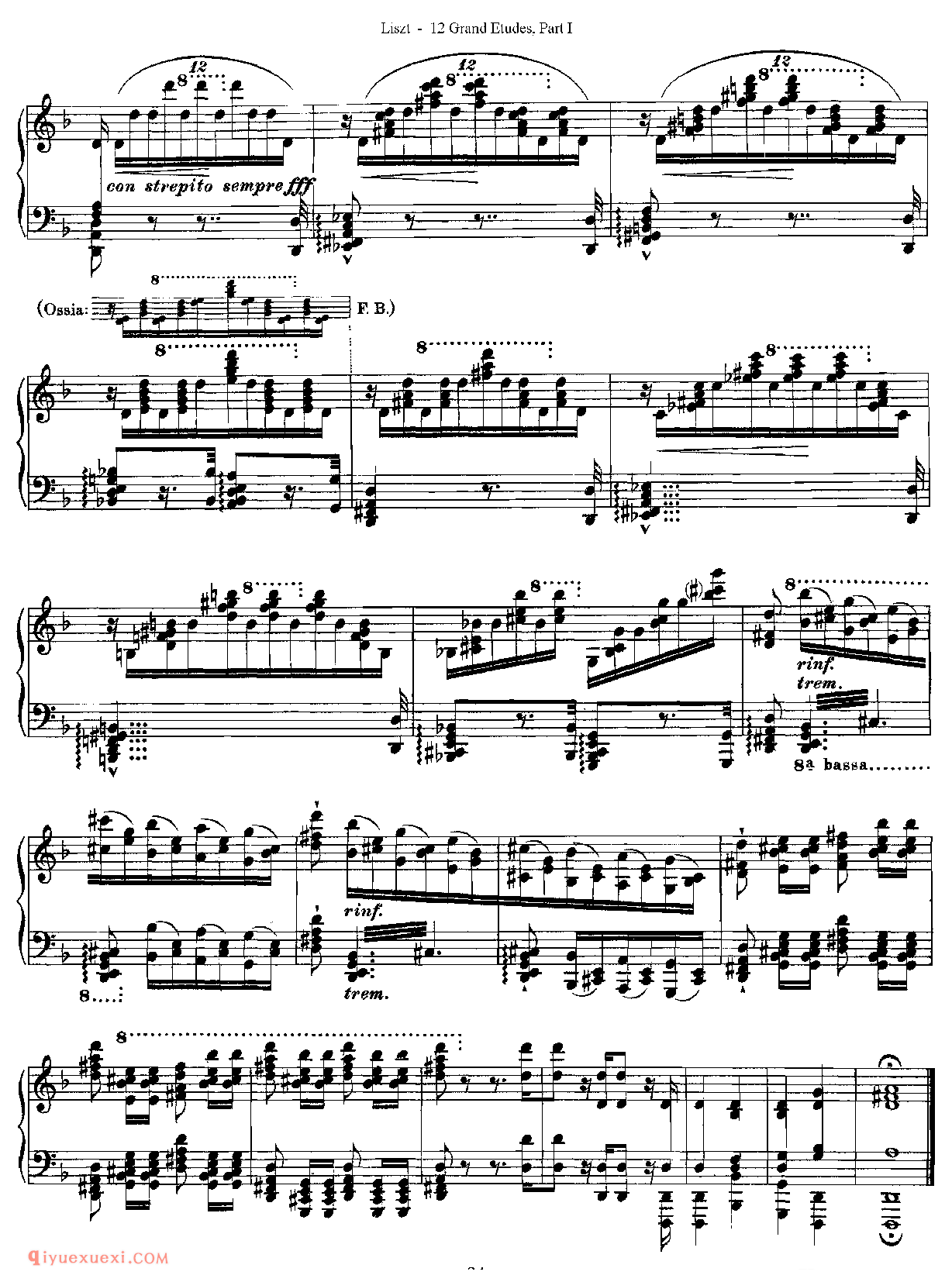 李斯特超级技巧练习曲[Franz Lisz-12 Grand Etudes-PartⅠ]No. 4,in D Minor