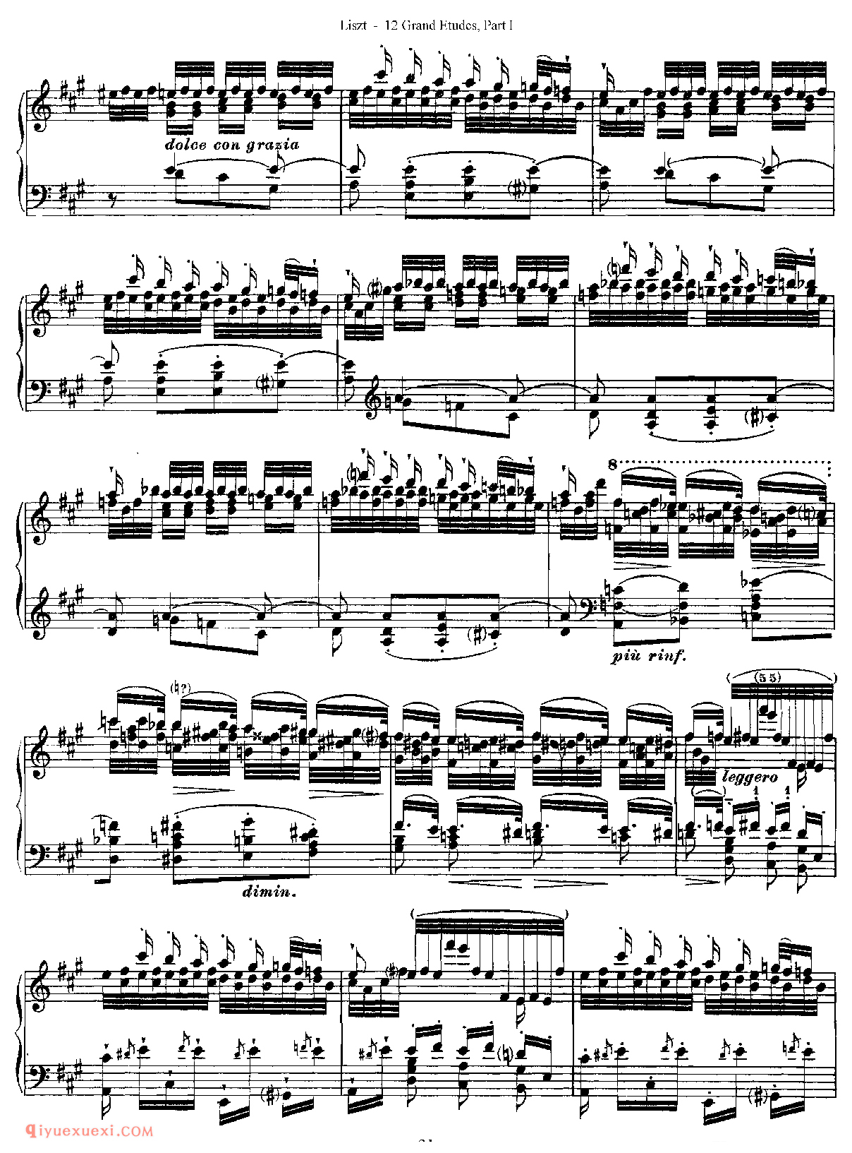 李斯特超级技巧练习曲[Franz Lisz-12 Grand Etudes-PartⅠ]No. 5,in Bb Major
