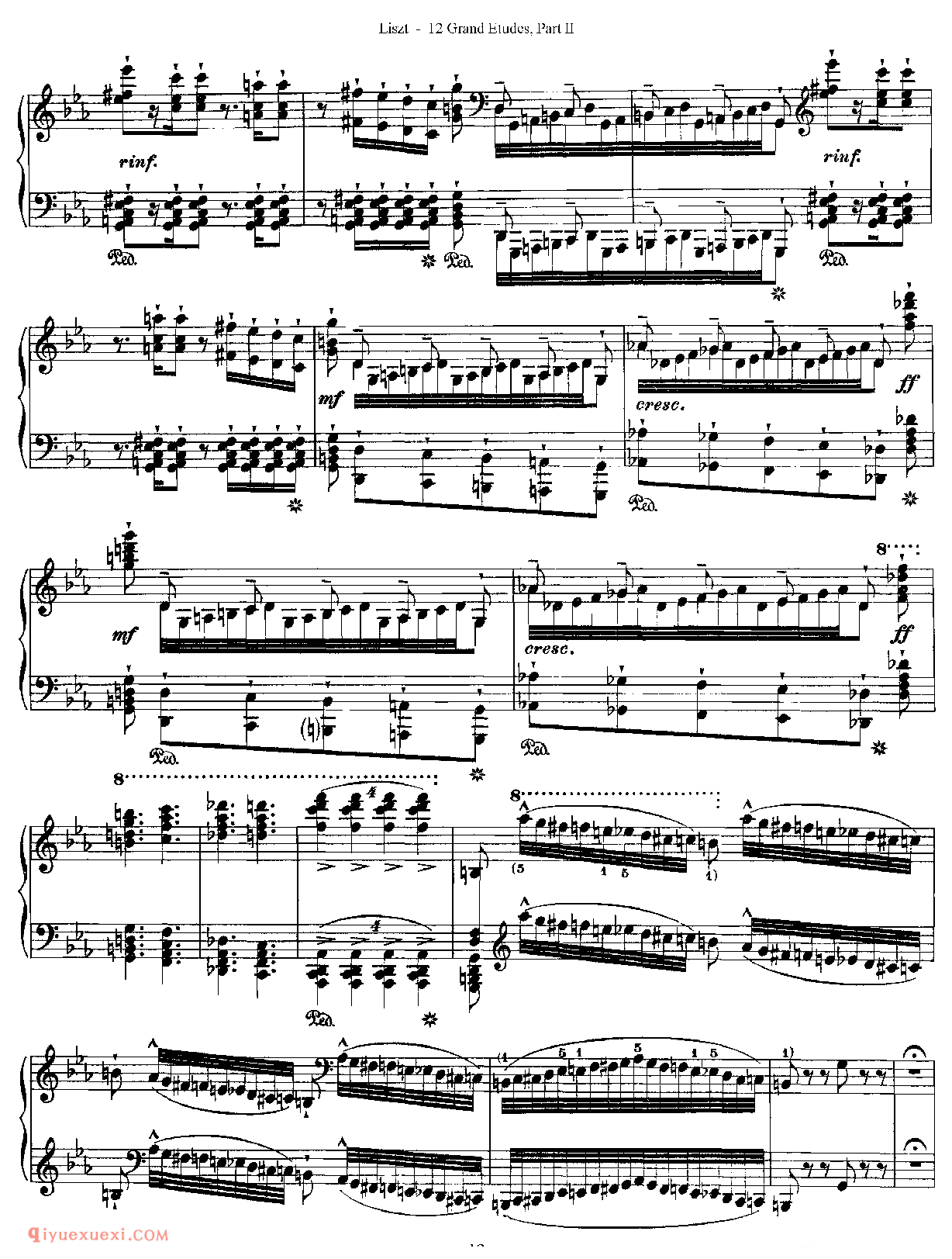 李斯特超级技巧练习曲[Franz Lisz-12 Grand Etudes-PartⅡ]No. 8,in C Minor