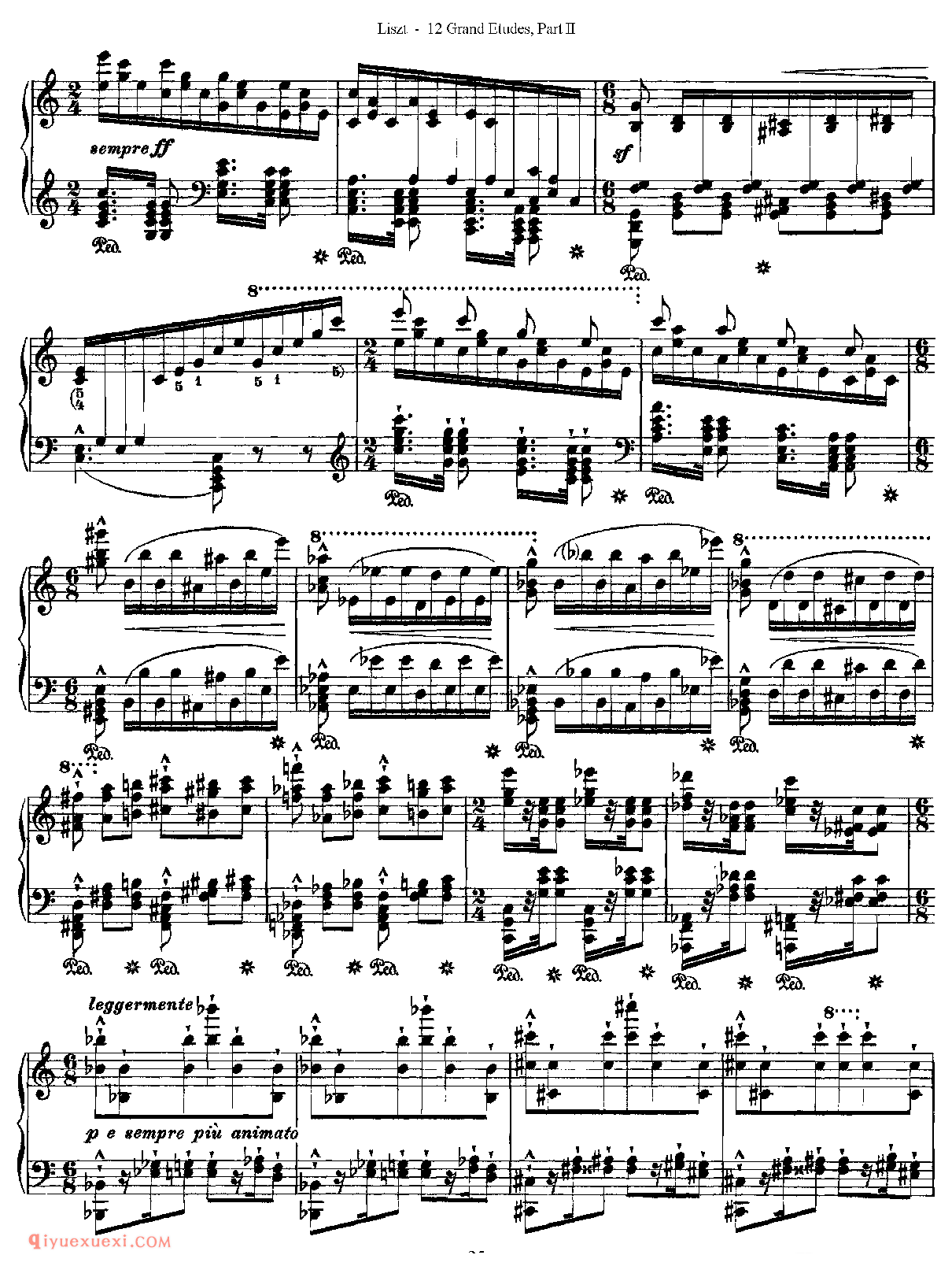 李斯特超级技巧练习曲[Franz Lisz-12 Grand Etudes-PartⅡ]No. 8,in C Minor