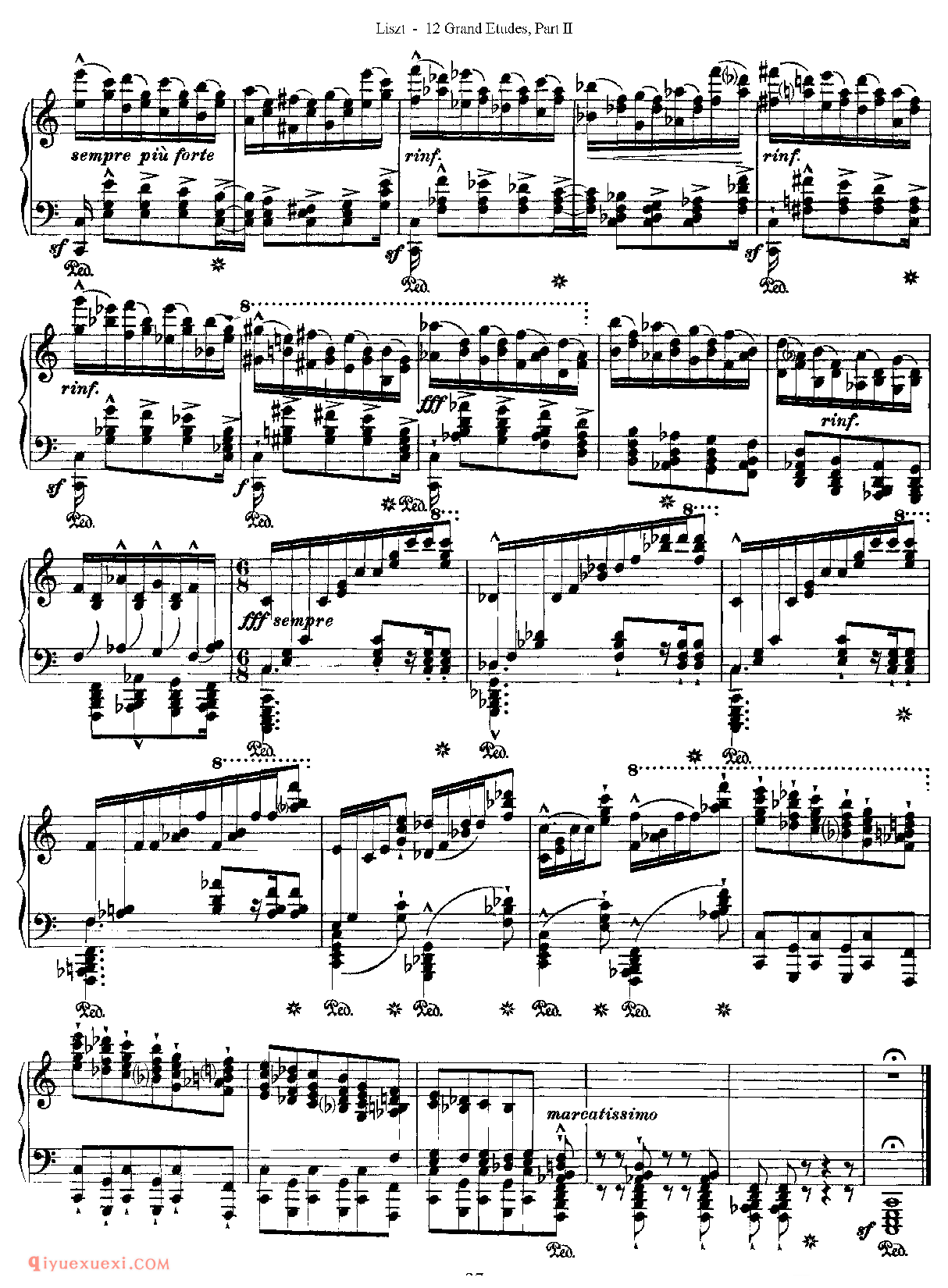 李斯特超级技巧练习曲[Franz Lisz-12 Grand Etudes-PartⅡ]No. 8,in C Minor