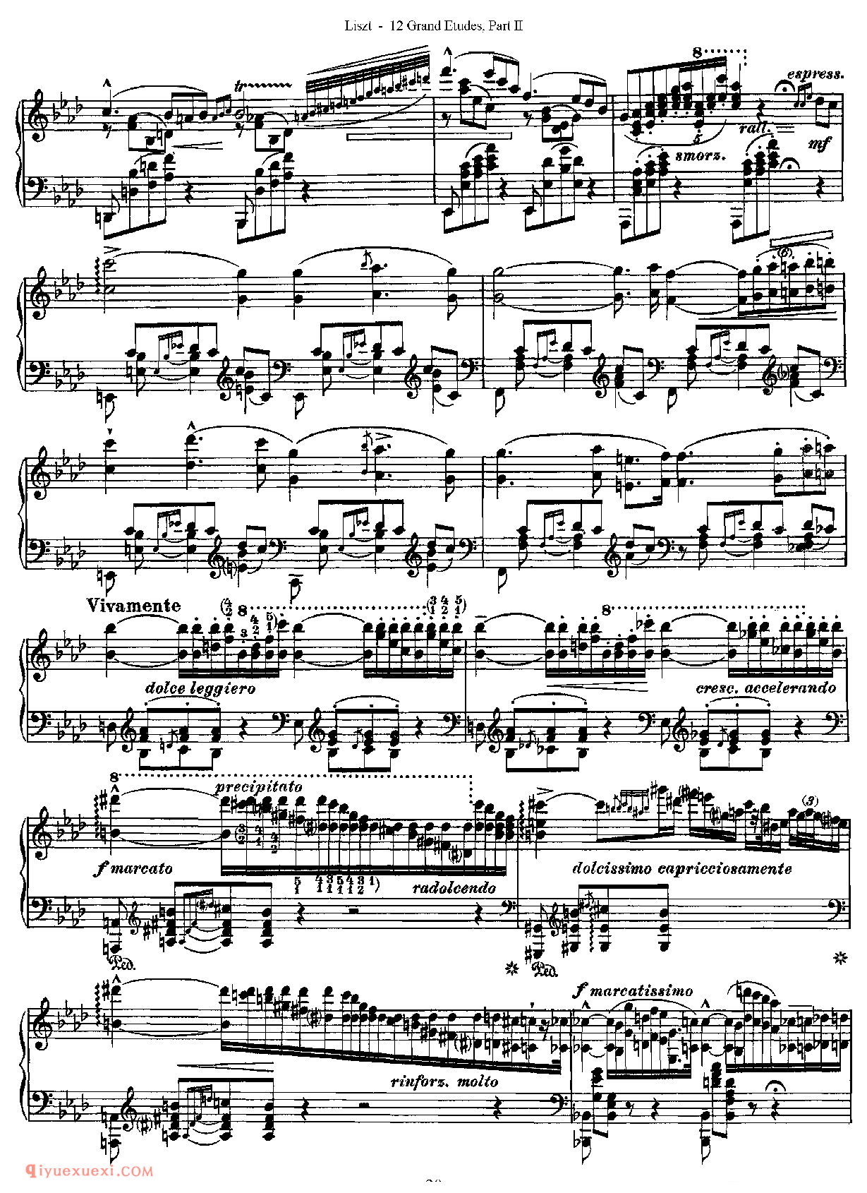 李斯特超级技巧练习曲[Franz Lisz-12 Grand Etudes-PartⅡ]No. 9,in Ab Major