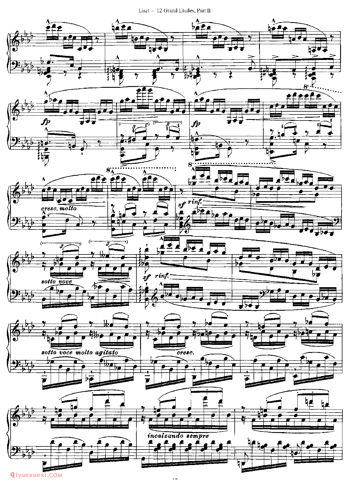 李斯特超级技巧练习曲[Franz Lisz-12 Grand Etudes-PartⅡ]No. 10,in F Minor