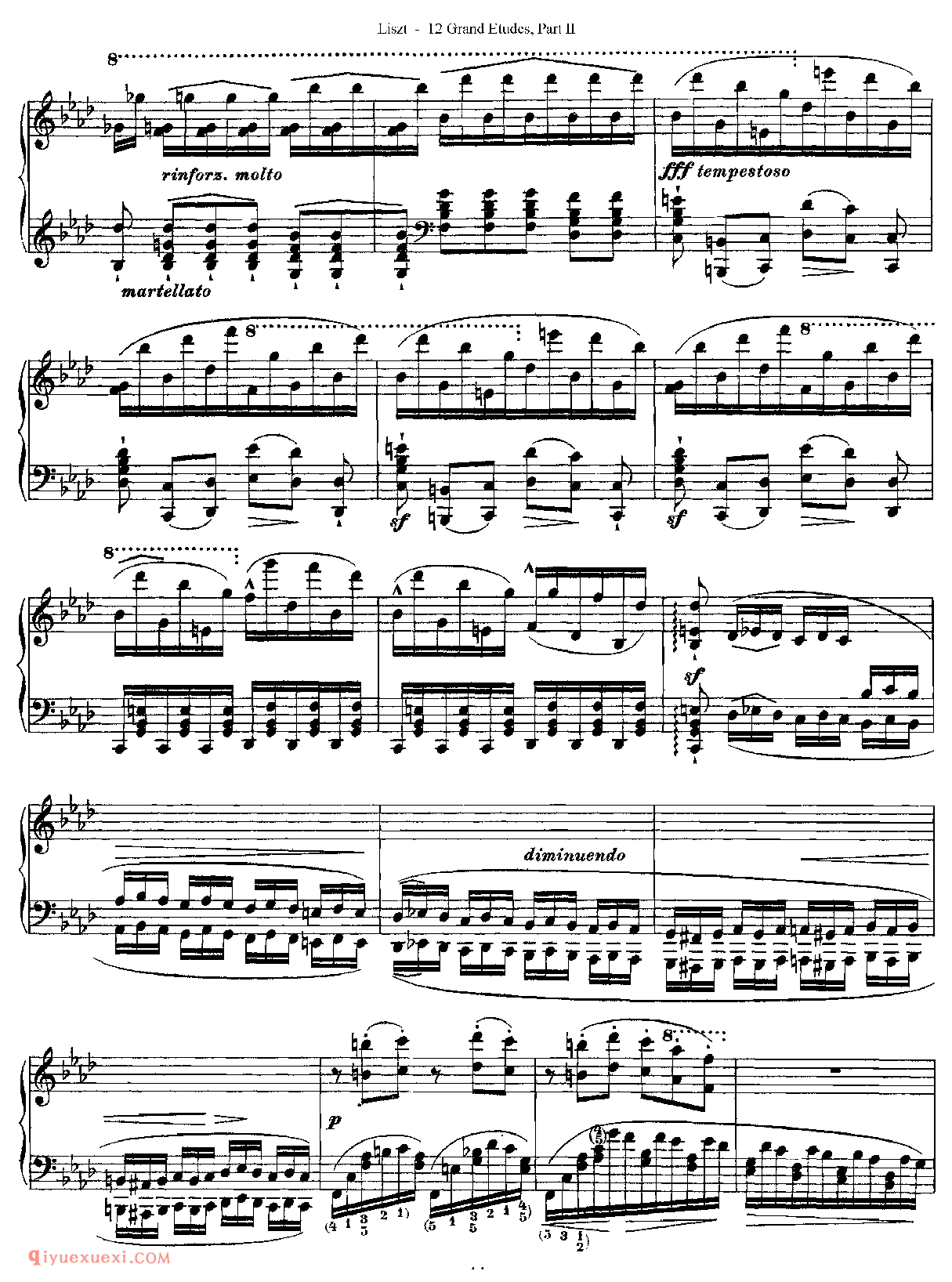 李斯特超级技巧练习曲[Franz Lisz-12 Grand Etudes-PartⅡ]No. 10,in F Minor