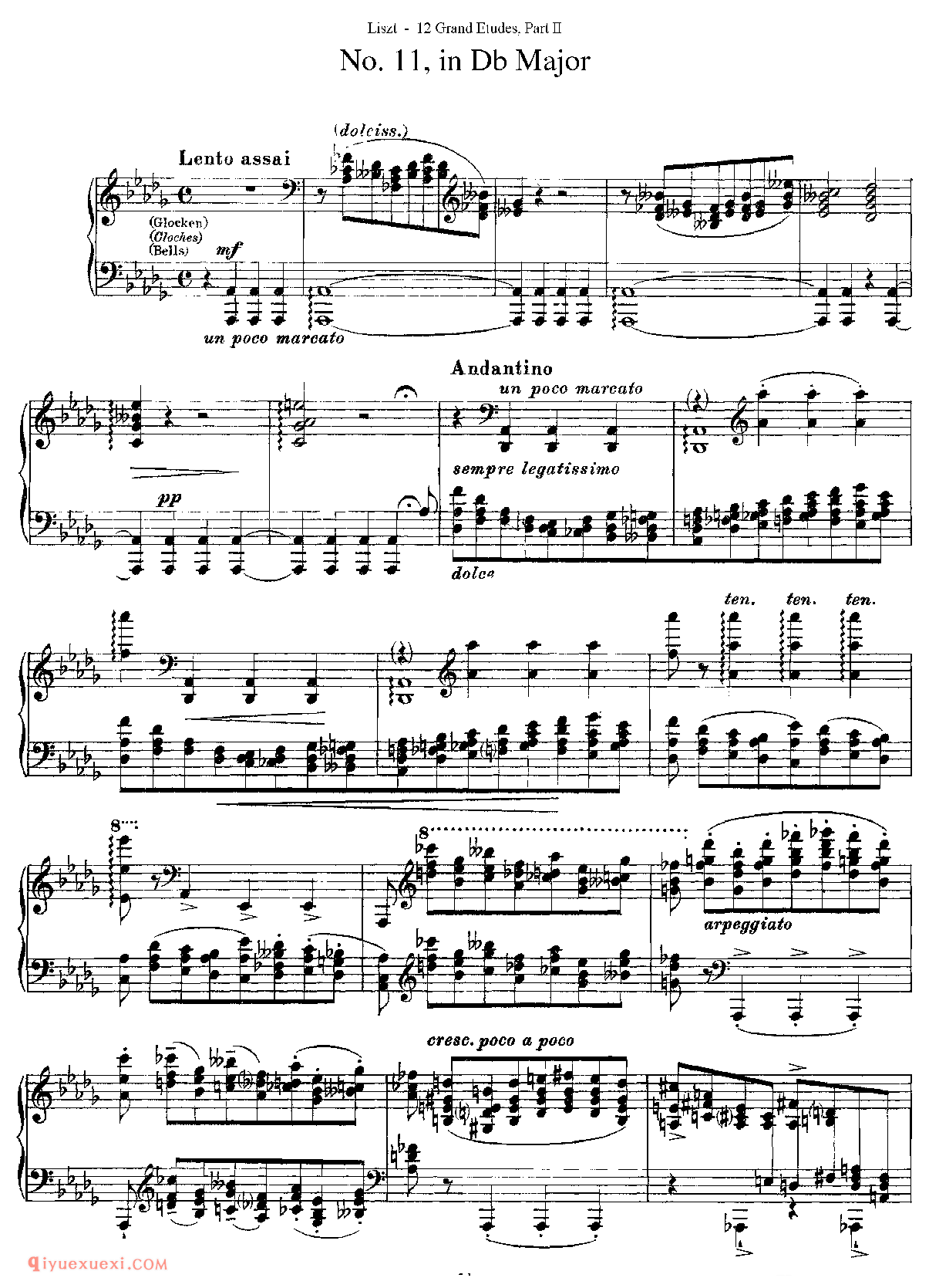 李斯特超级技巧练习曲[Franz Lisz-12 Grand Etudes-PartⅡ]No. 11,in Db Major