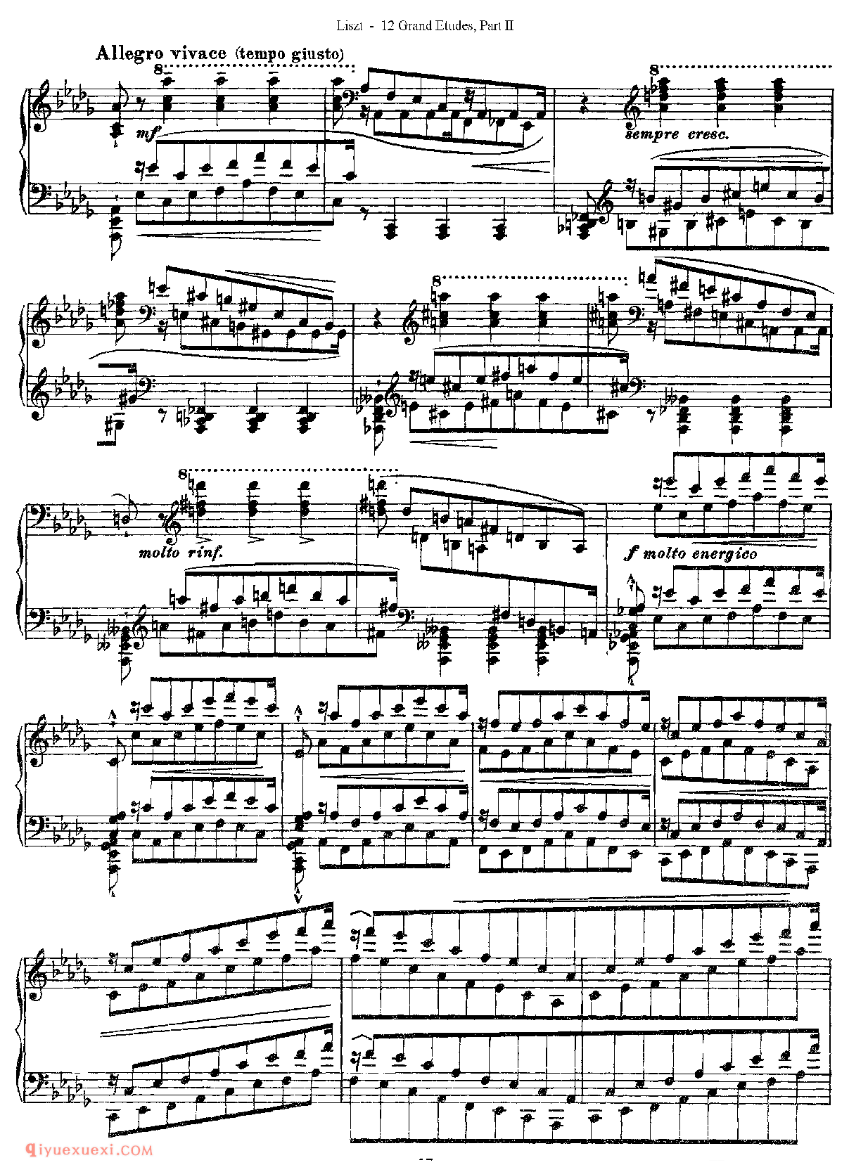 李斯特超级技巧练习曲[Franz Lisz-12 Grand Etudes-PartⅡ]No. 11,in Db Major