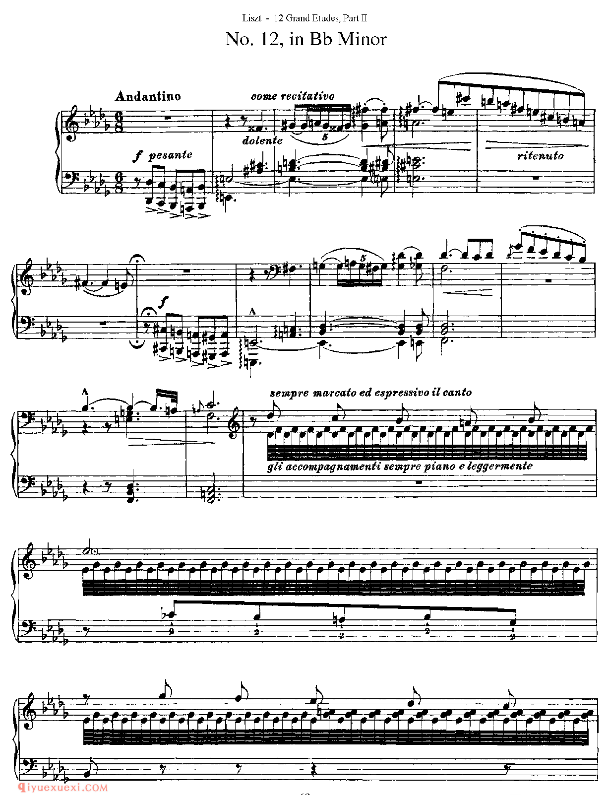 李斯特超级技巧练习曲[Franz Lisz-12 Grand Etudes-PartⅡ]No. 12,in Bb Minor