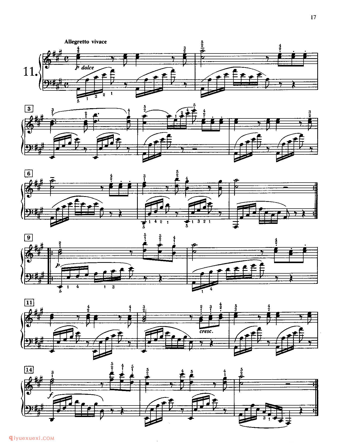 第11条_Allegro vivace in A　琶音和音阶_车尔尼718_[美]莫利斯·亨森