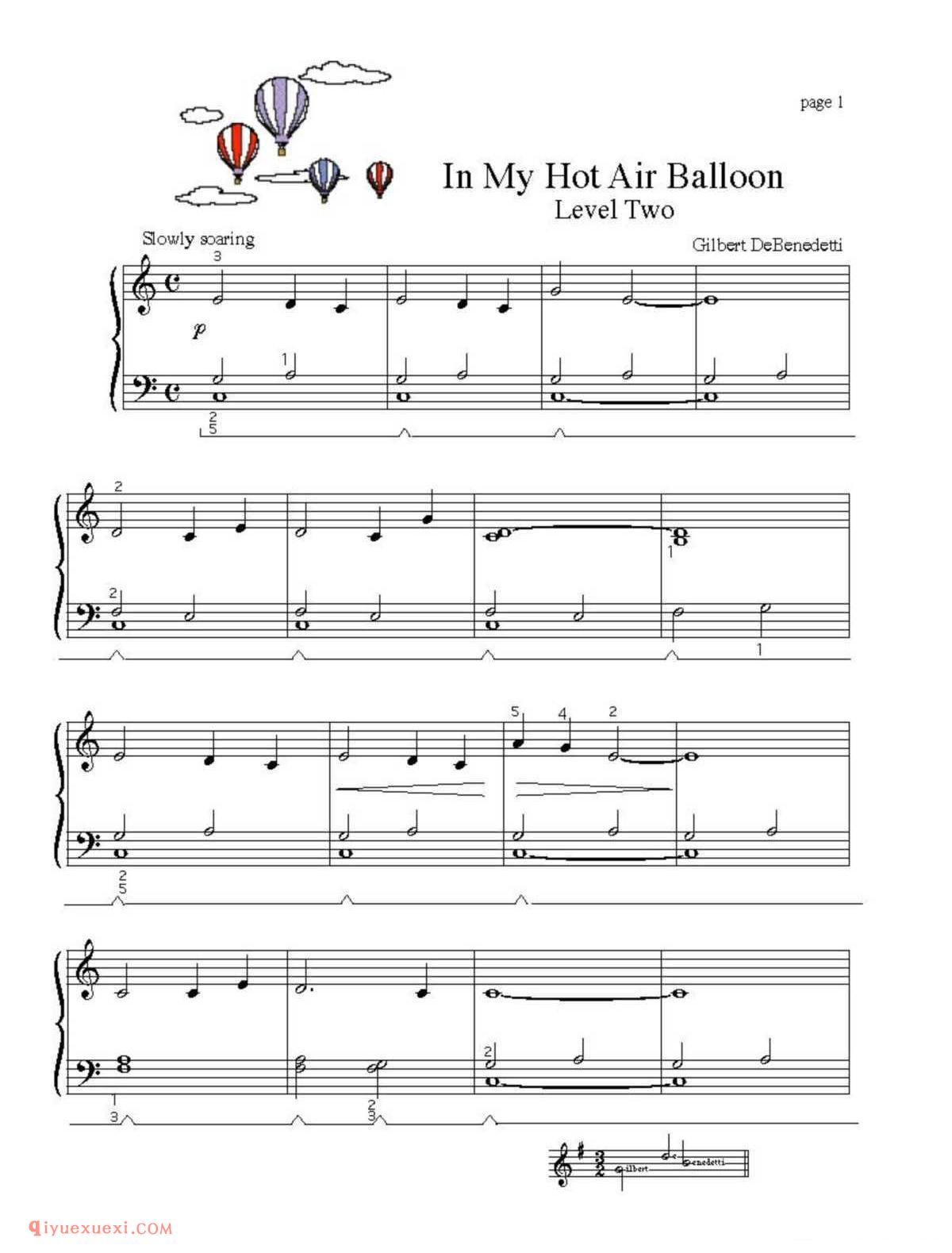 In My Hot Air Balloon_钢琴二级练习曲