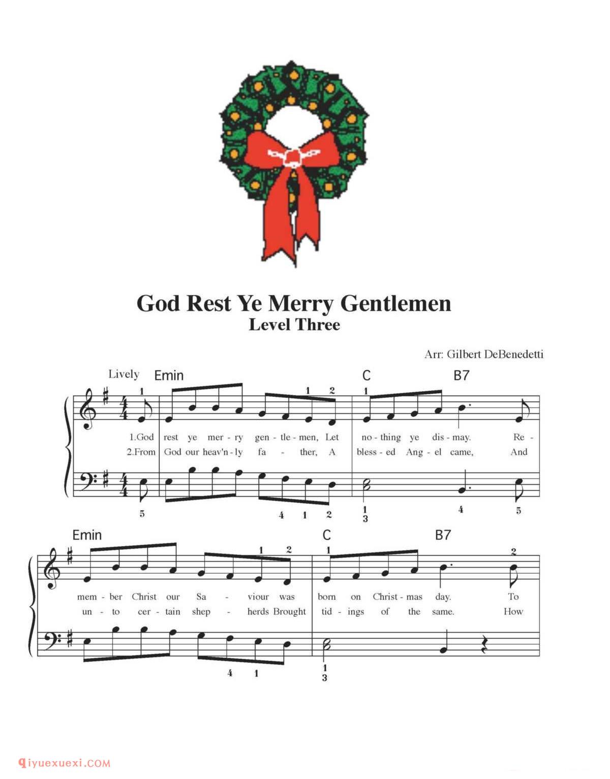 God Rest Ye Merry Gentlemen_钢琴三级练习曲