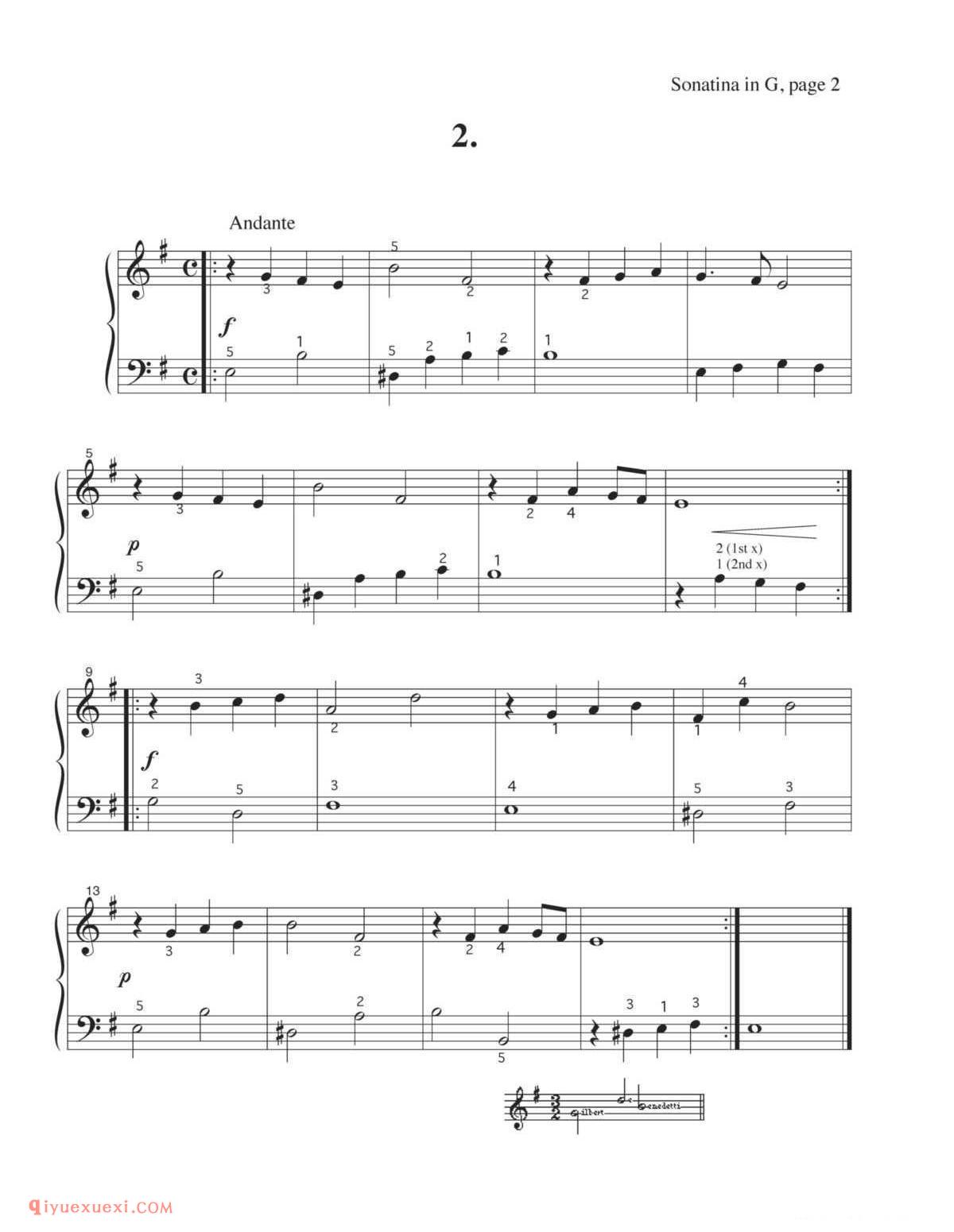 Sonatina in G_钢琴三级练习曲
