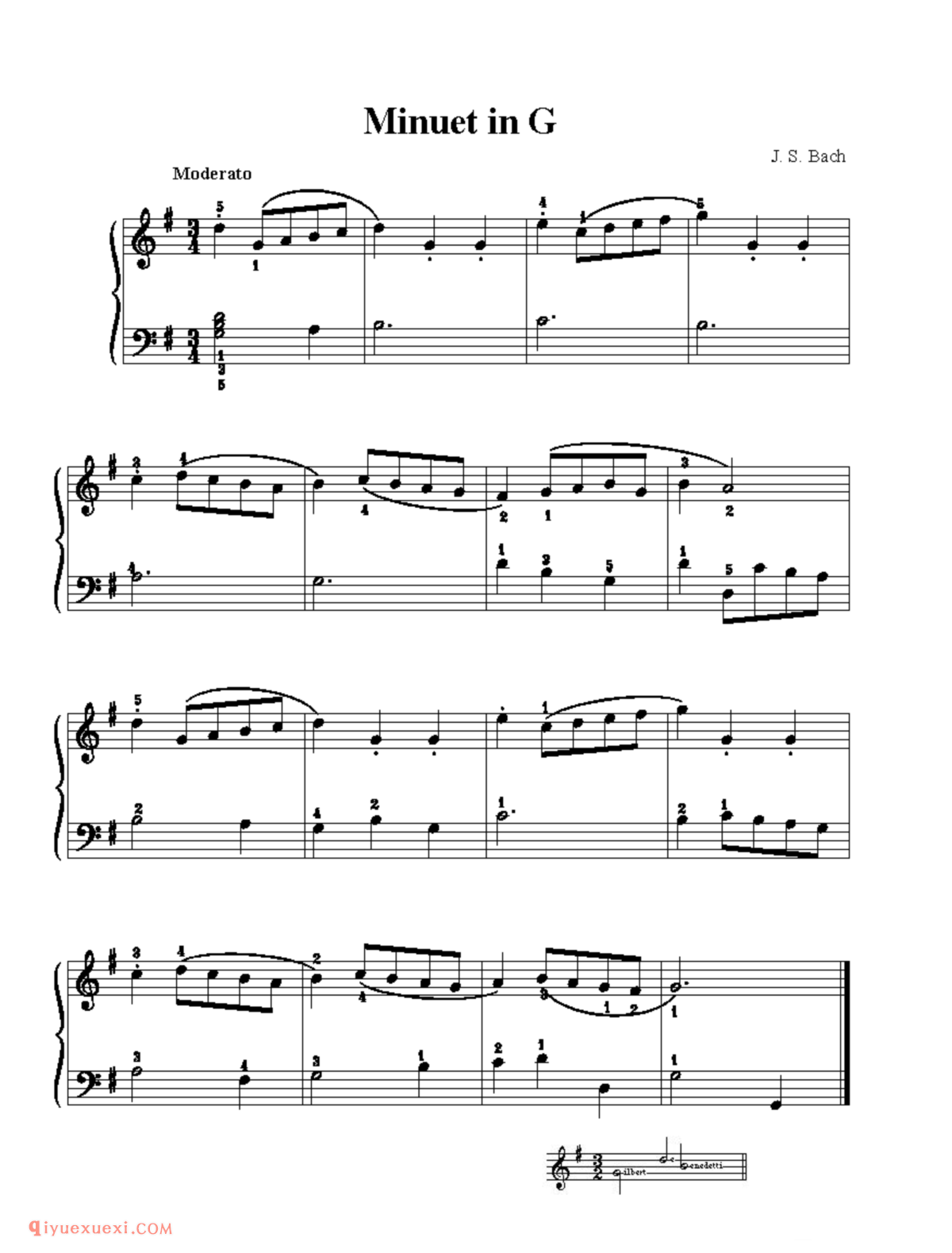 Minuet in G_钢琴初级练习曲