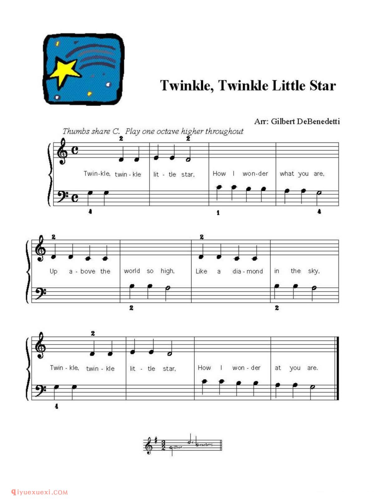 Twinkle, Twinkle Little Star_钢琴初级练习曲