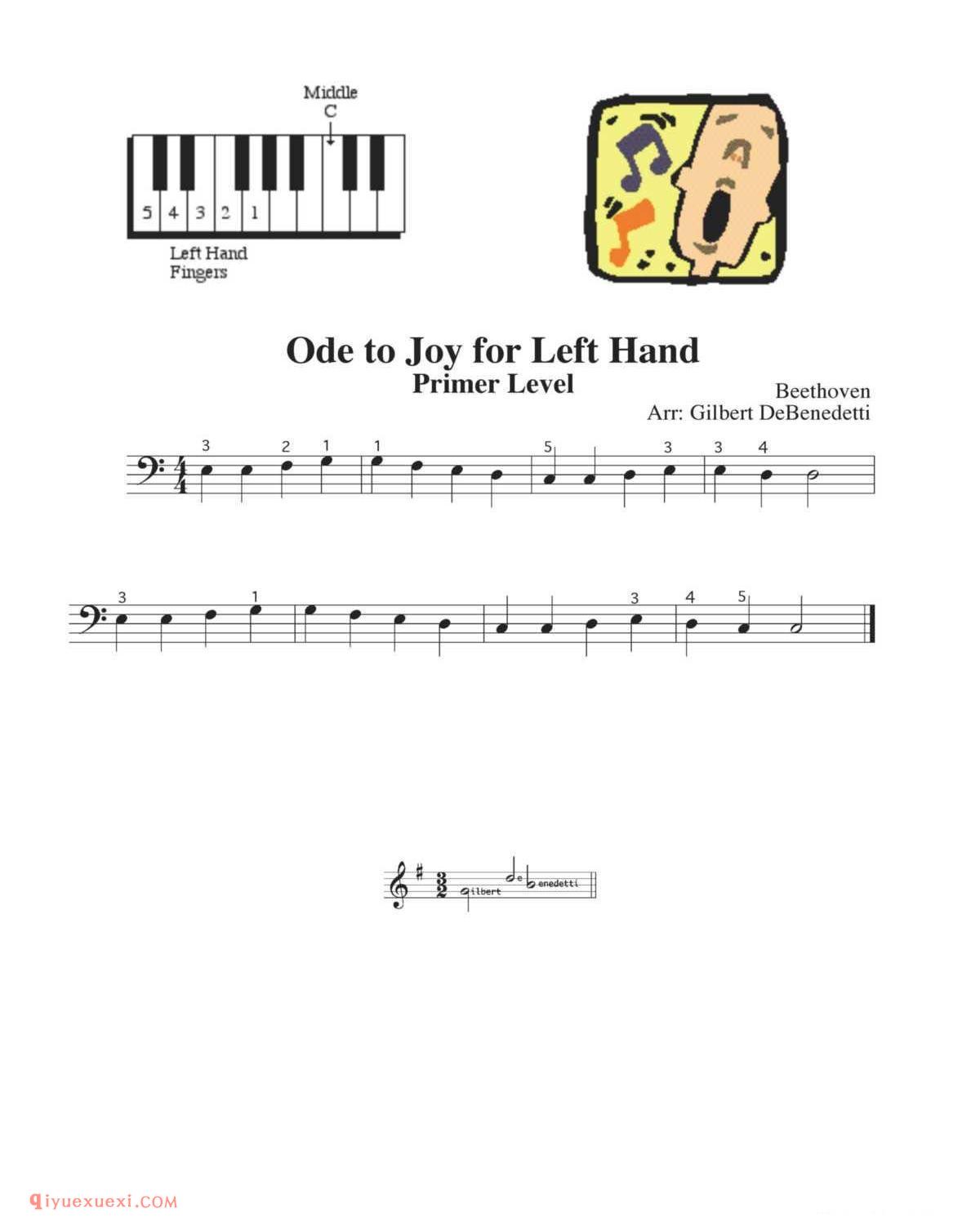 Ode to Joy for Left Hand_钢琴初级练习曲