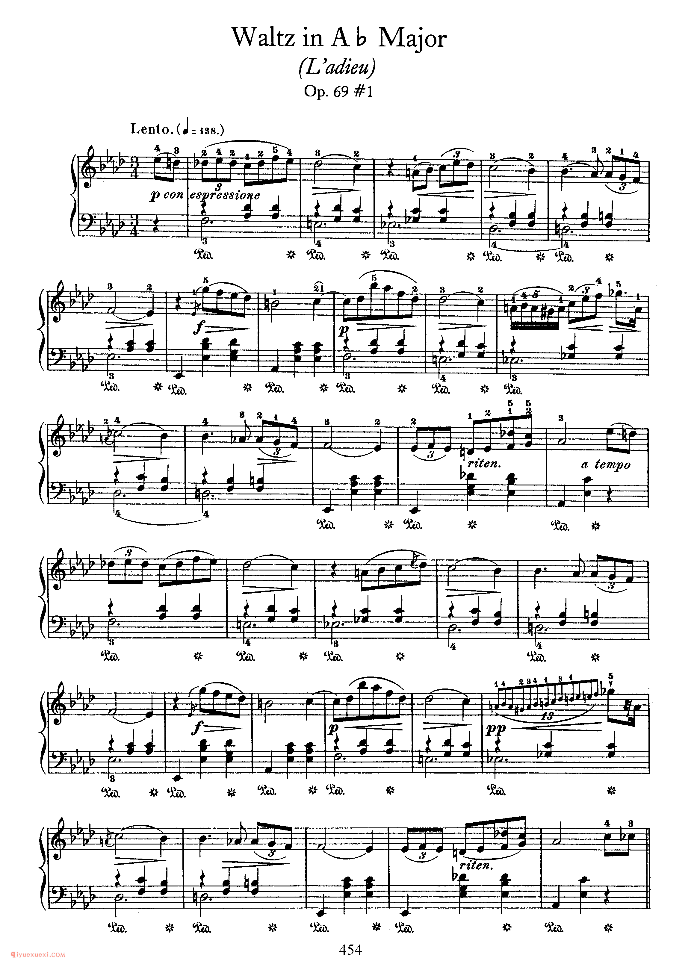 2 Waltzes, Op 69 降A大调/b小调_肖邦圆舞曲钢琴谱