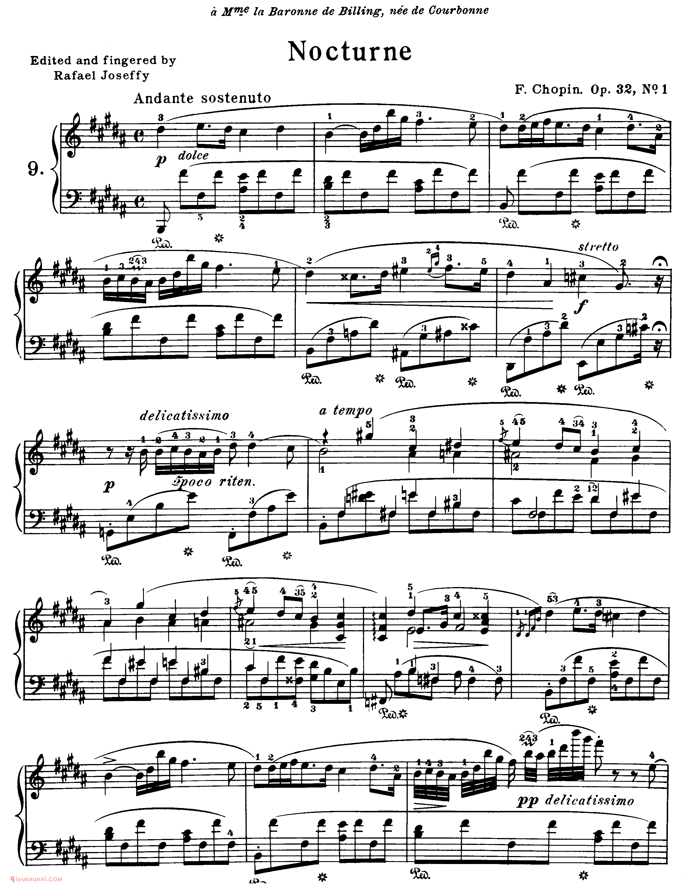 nocturne op.32,no.1_B大调_夜曲_肖邦钢琴谱