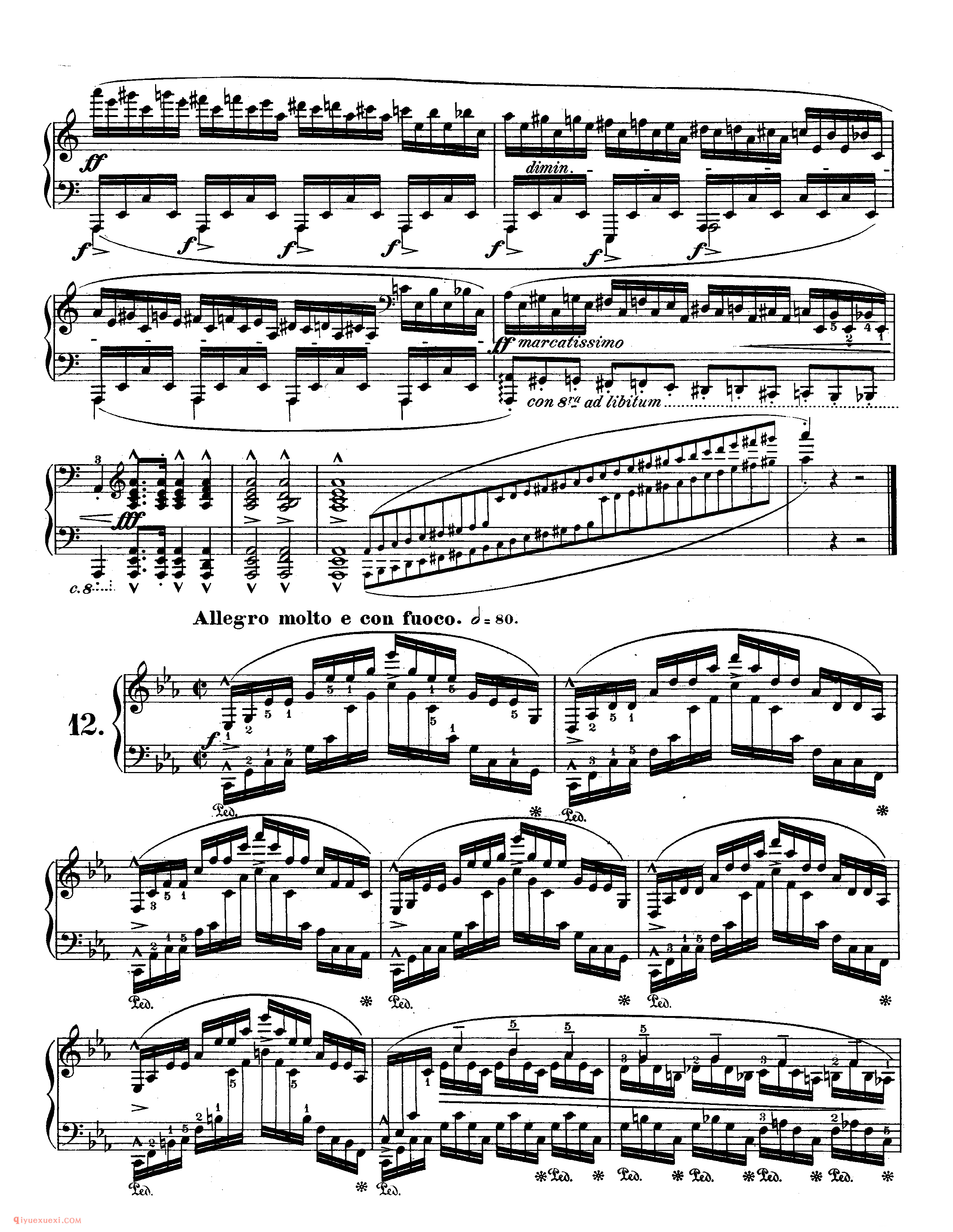 肖邦《练习曲》作品25 Chopin Etudes Op.25_练习曲_肖邦钢琴谱