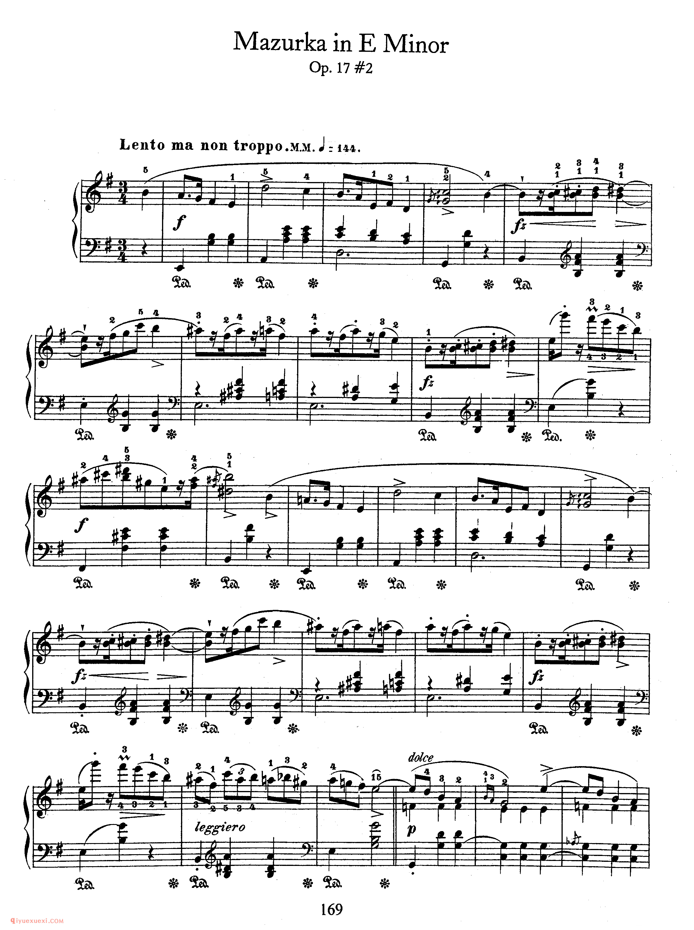 4 Mazurkas, Op 17-1-2-3_玛祖卡_肖邦钢琴谱