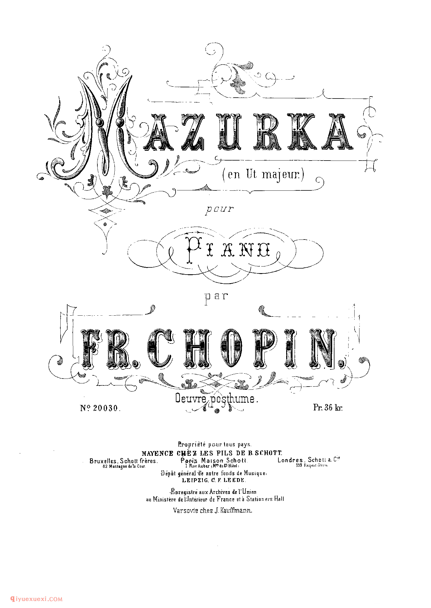 Mazurka In C Major (1833)_玛祖卡遗作(未编号)_肖邦钢琴谱