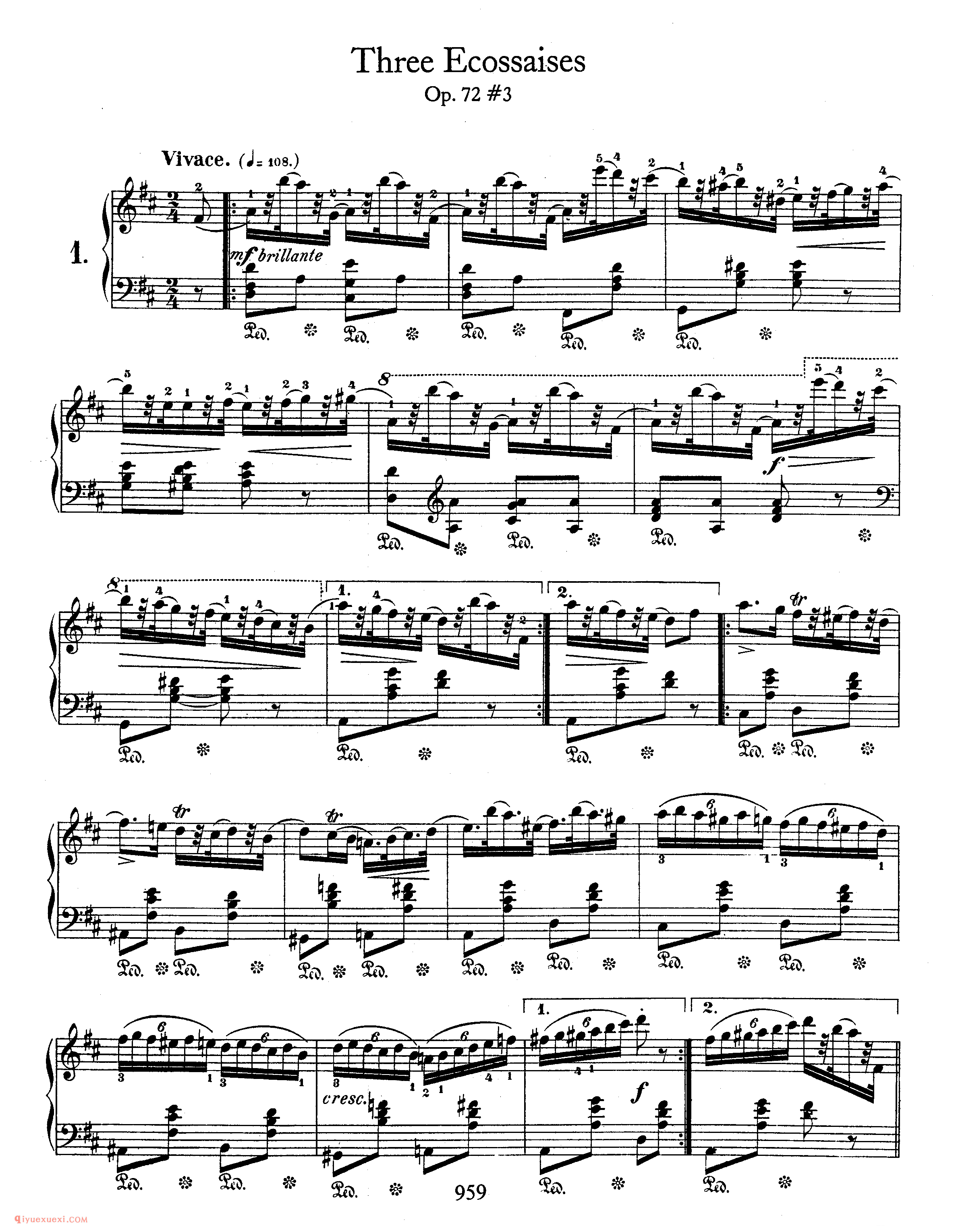 3首埃科塞斯舞曲 Op.72-3 _3 Ecossiases, Op 72_肖邦钢琴谱