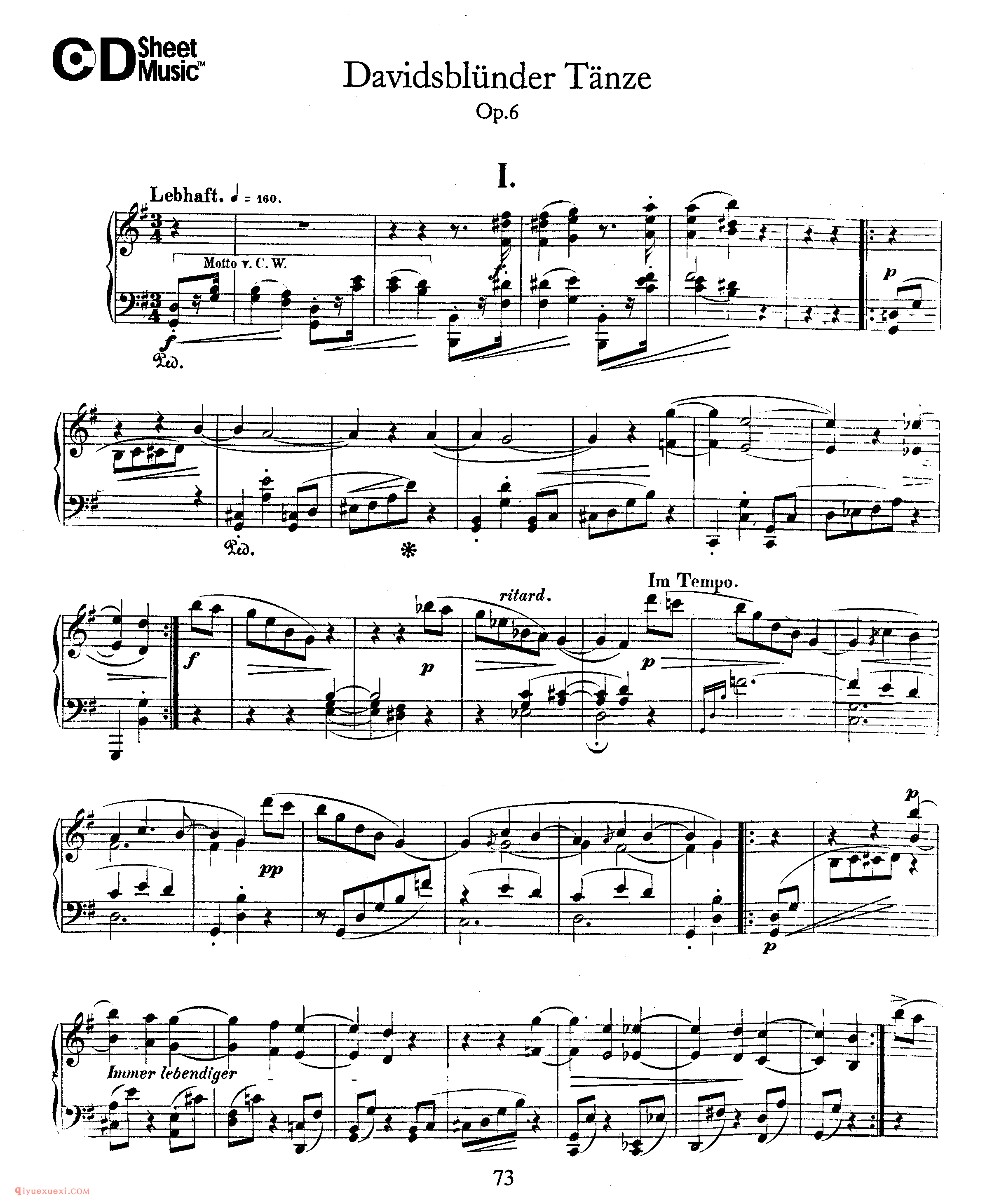 舒曼《大卫同盟舞曲》作品6_Schumann Davidsbundlertanze Op.6_舒曼钢琴谱