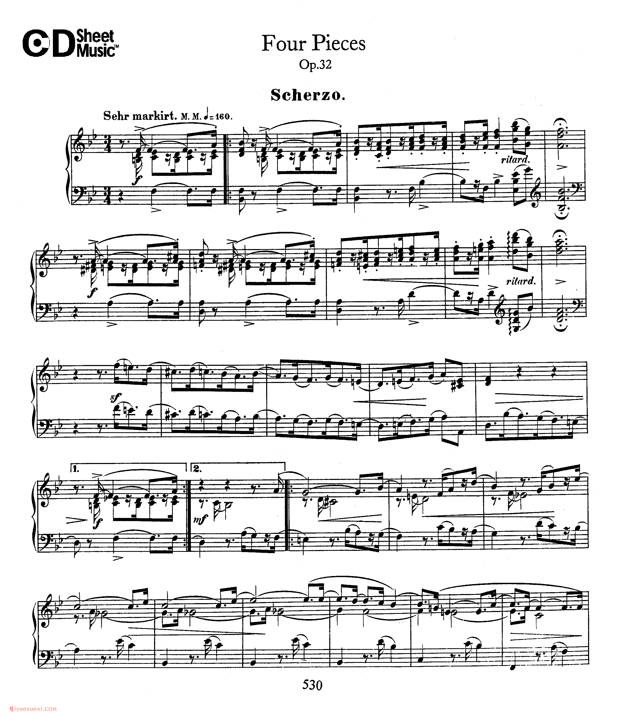 舒曼《四首钢琴小品》作品32_Schumann 4 Klavierstucke Op.32_舒曼钢琴谱