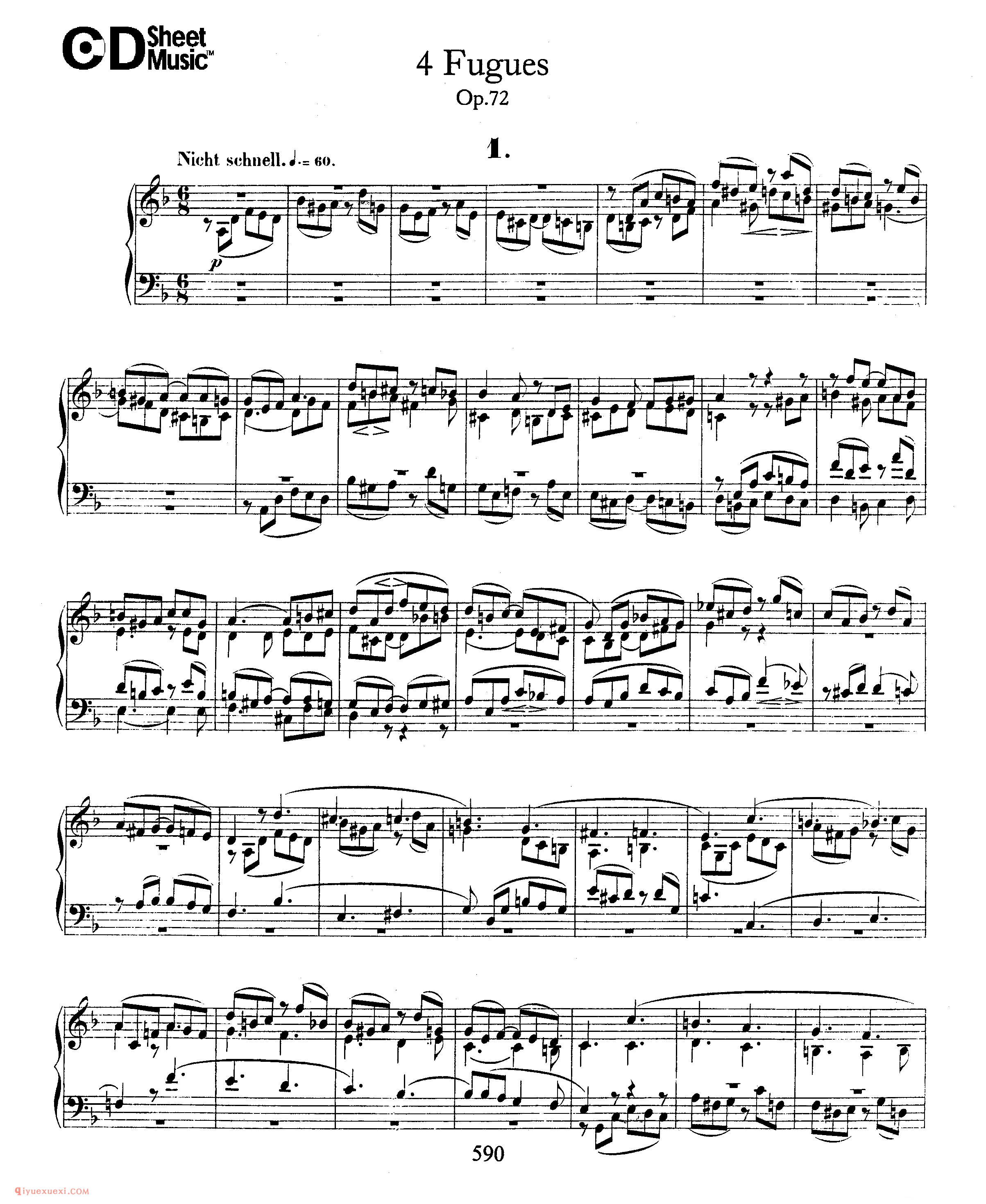 舒曼《四首赋格》作品72_Schumann 4 Fugues Op.72_舒曼钢琴谱