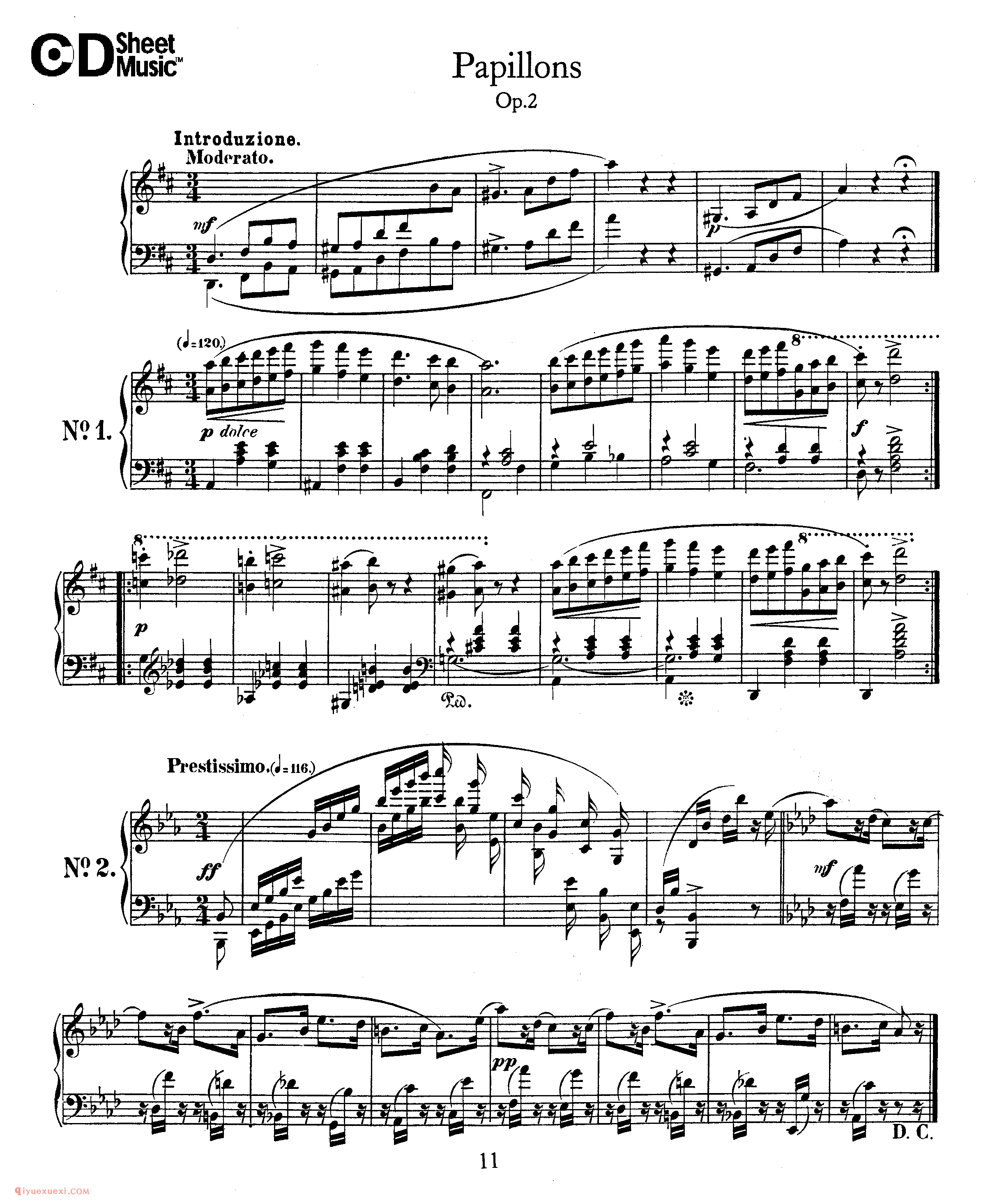 Schumann - Papillons (Butterflies), Op.2_舒曼钢琴谱