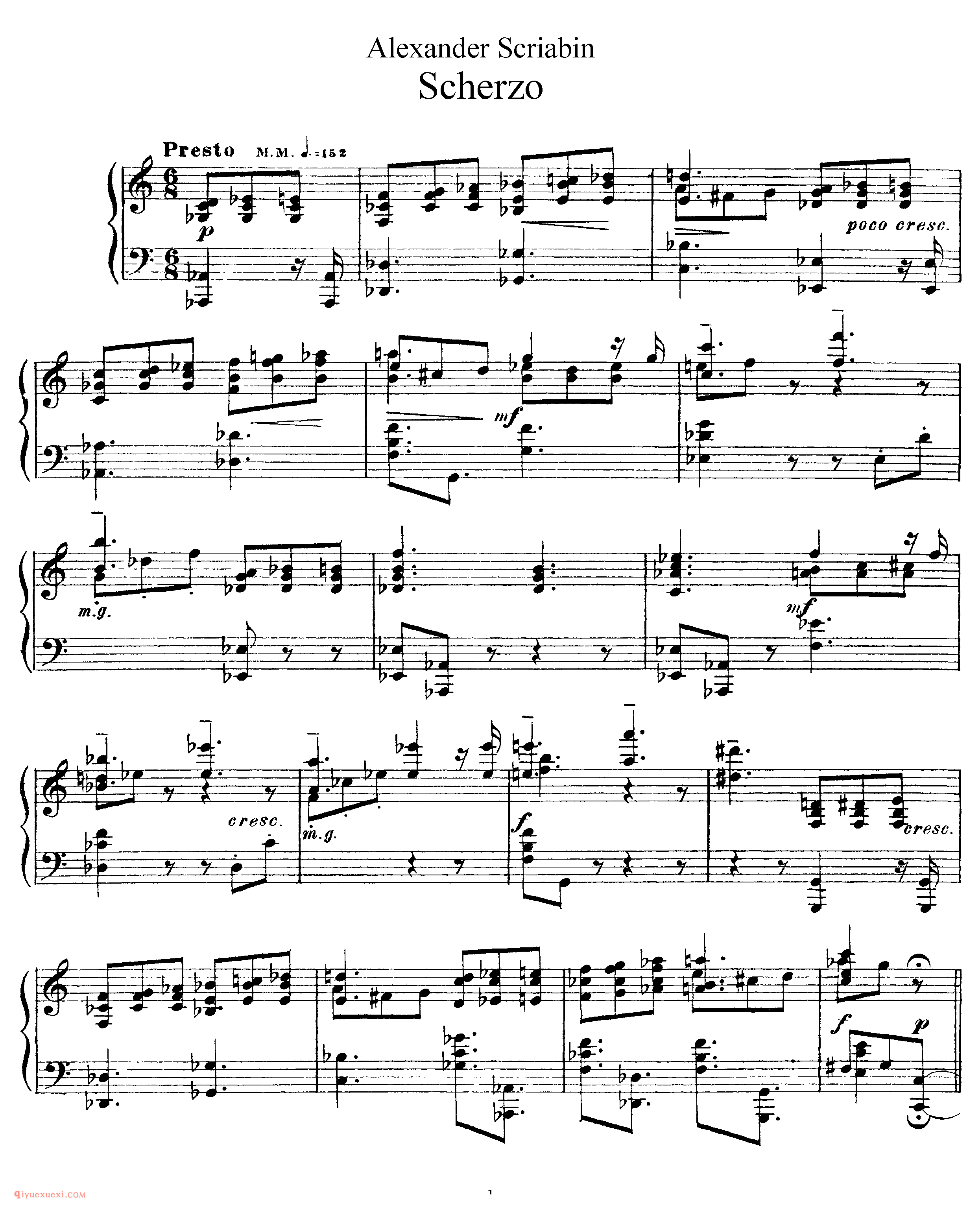 斯克里亚宾 谐谑曲 Op.46_Scherzo, Op 46_斯克里亚宾钢琴谱