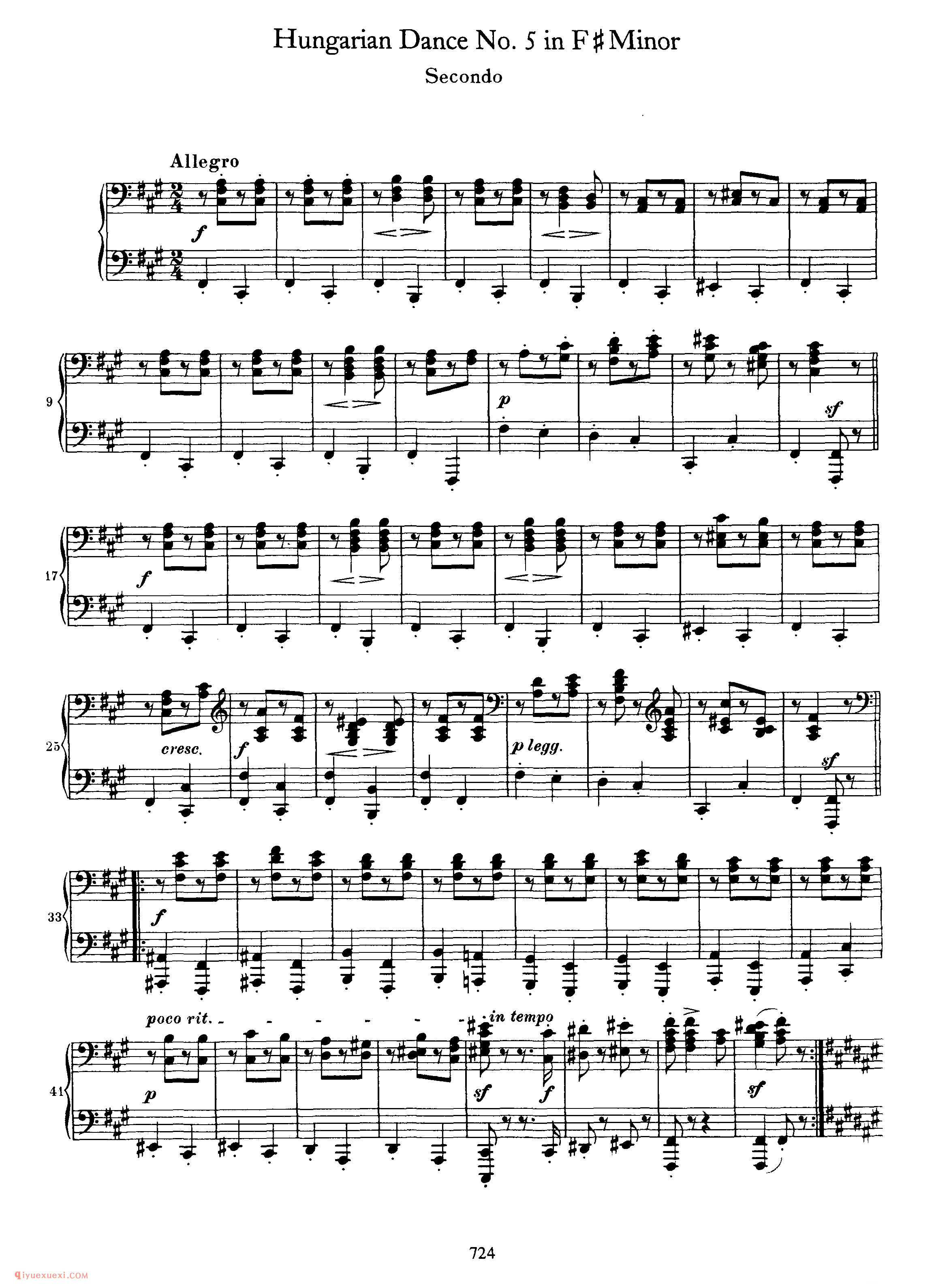 Hungarian Dance No. 5 in F#Minor_勃拉姆斯《匈牙利舞曲》四手联弹