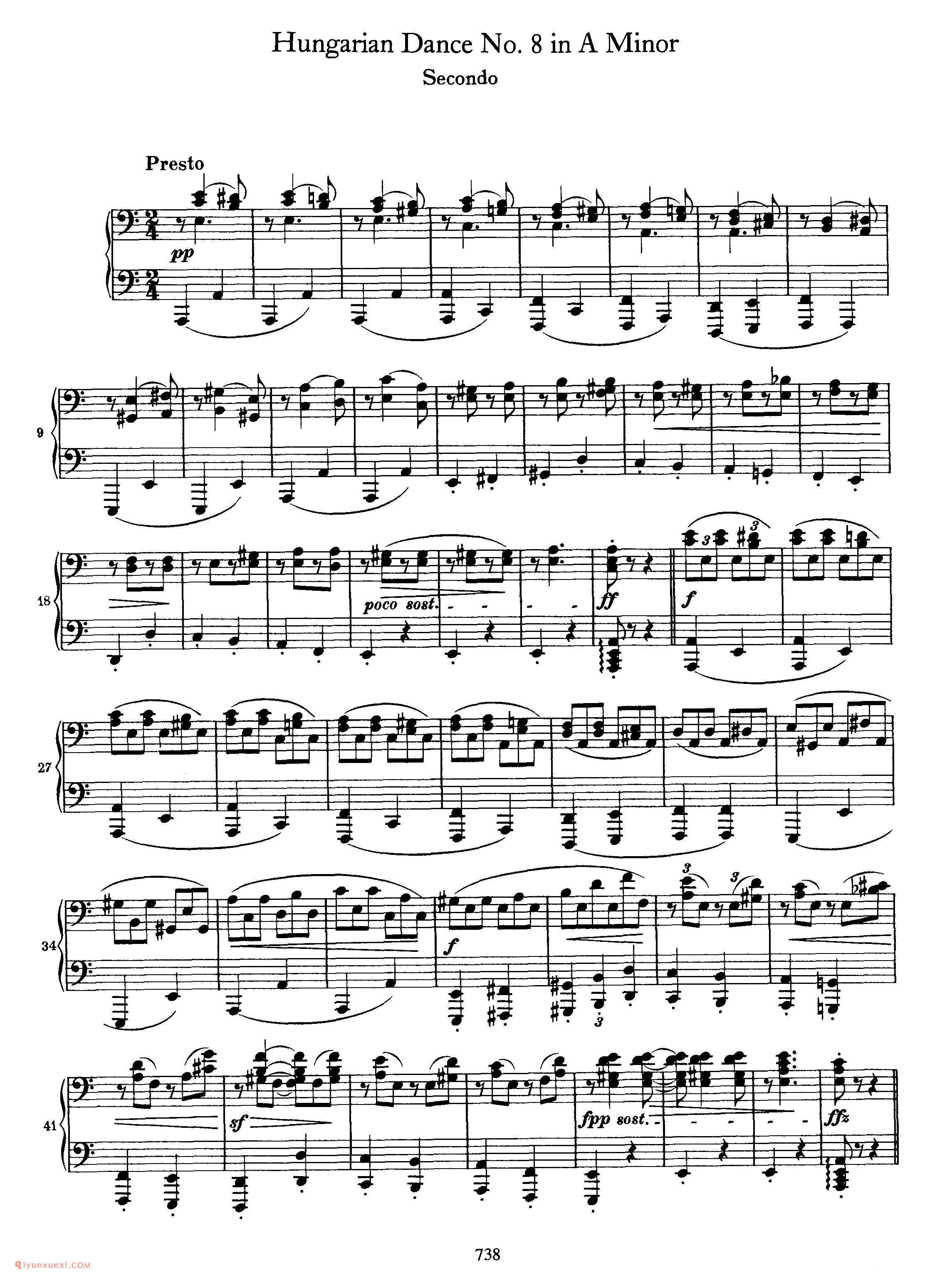 Hungarian Dance No. 8 in A Minor_勃拉姆斯《匈牙利舞曲》四手联弹