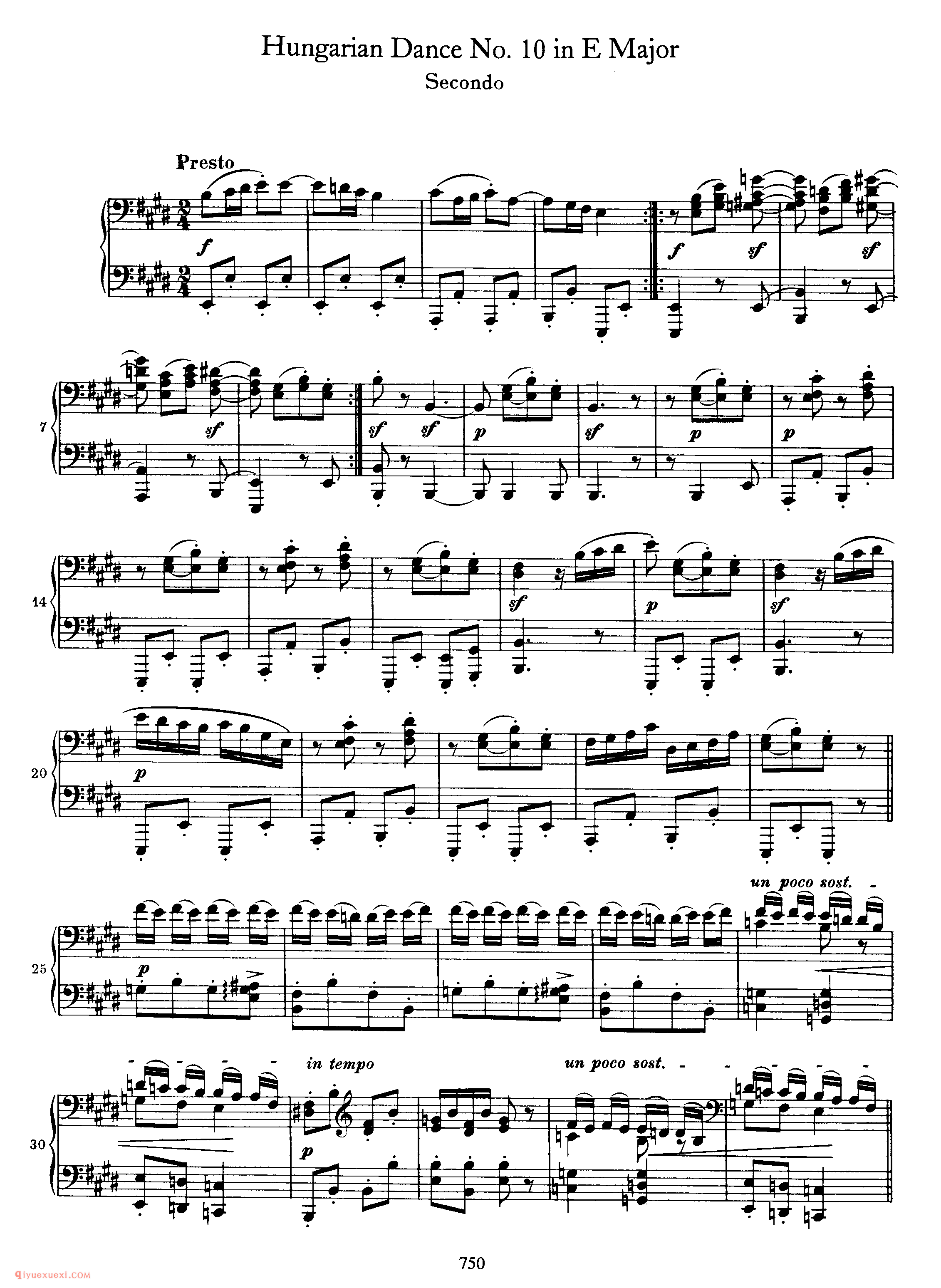 Hungarian Dance No.10 in E Major_勃拉姆斯《匈牙利舞曲》四手联弹